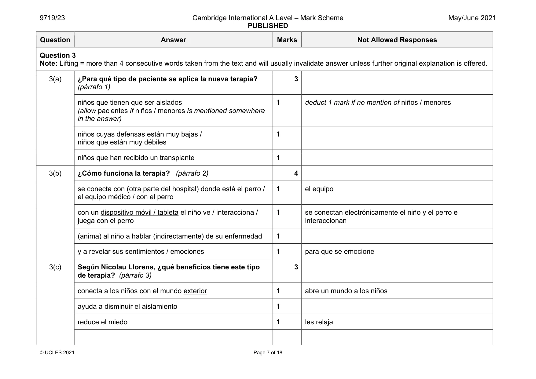 Mark scheme, page 7 of 18