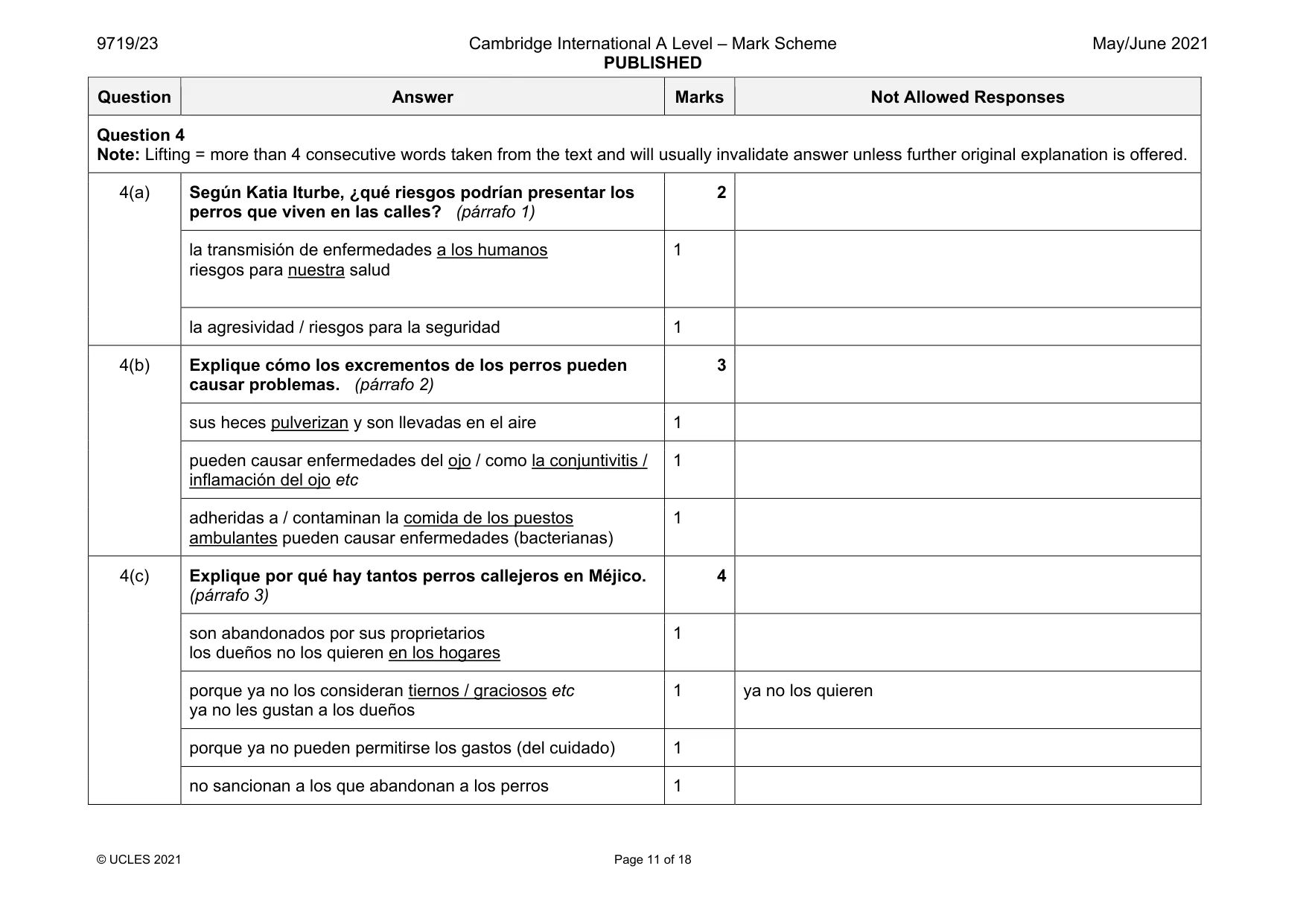 Mark scheme, page 11 of 18