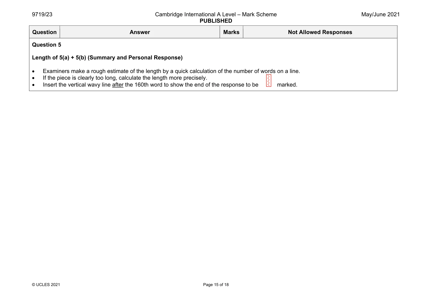 Mark scheme, page 15 of 18