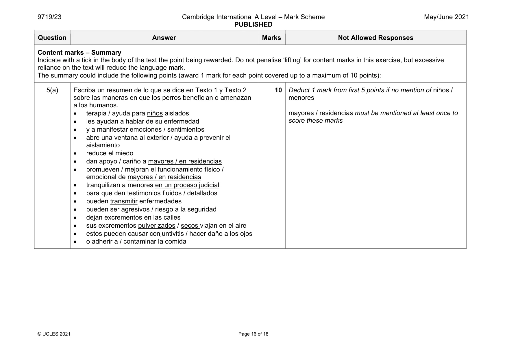 Mark scheme, page 16 of 18