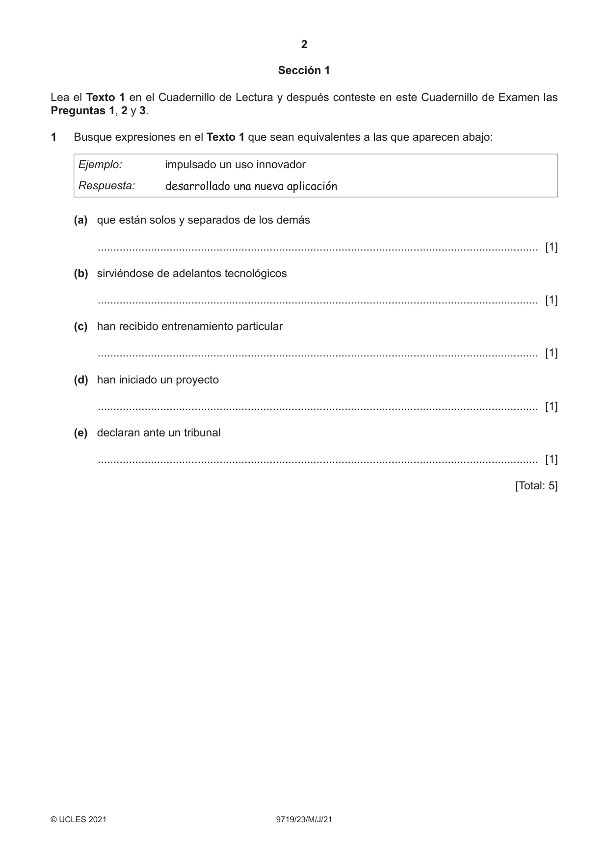 Cambridge A Level Spanish (A Level only) 9719 2021 May/June Paper 2 · Variant 3 question paper, page 2 of 8