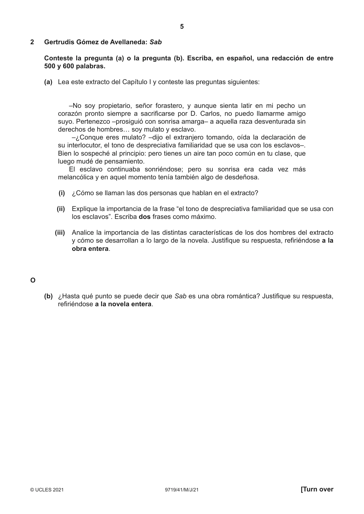 Cambridge A Level Spanish (A Level only) 9719 2021 May/June Paper 4 · Variant 1 question paper, page 5 of 8