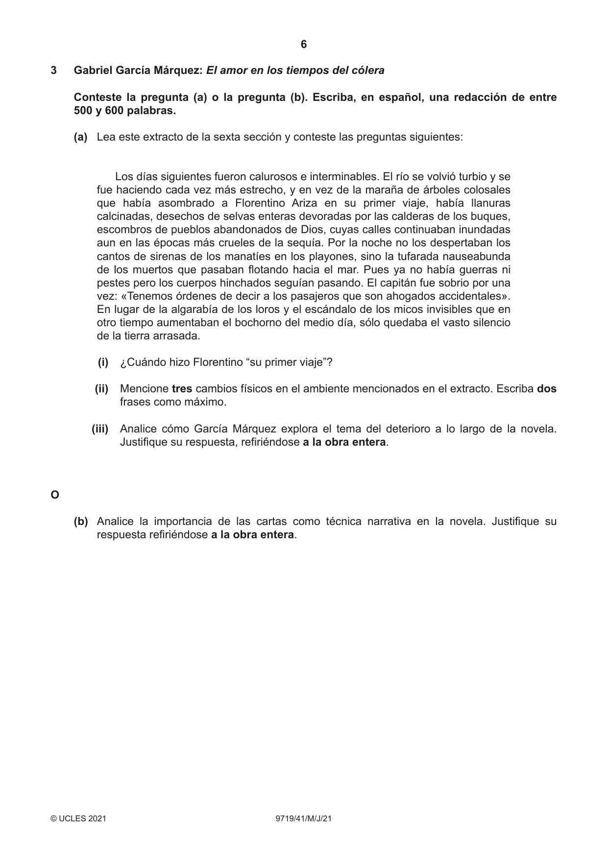 Cambridge A Level Spanish (A Level only) 9719 2021 May/June Paper 4 · Variant 1 question paper, page 6 of 8
