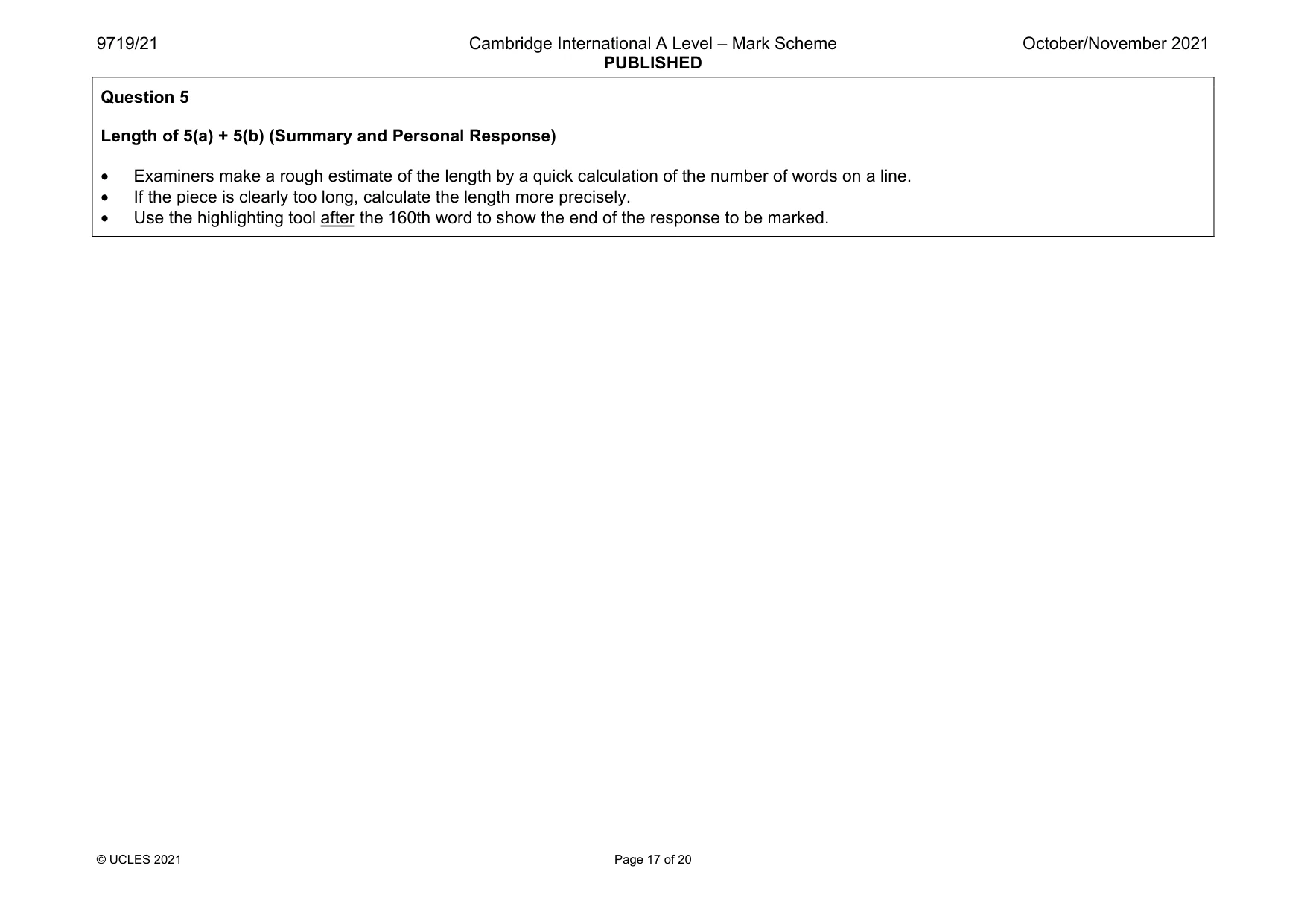 Mark scheme, page 17 of 20