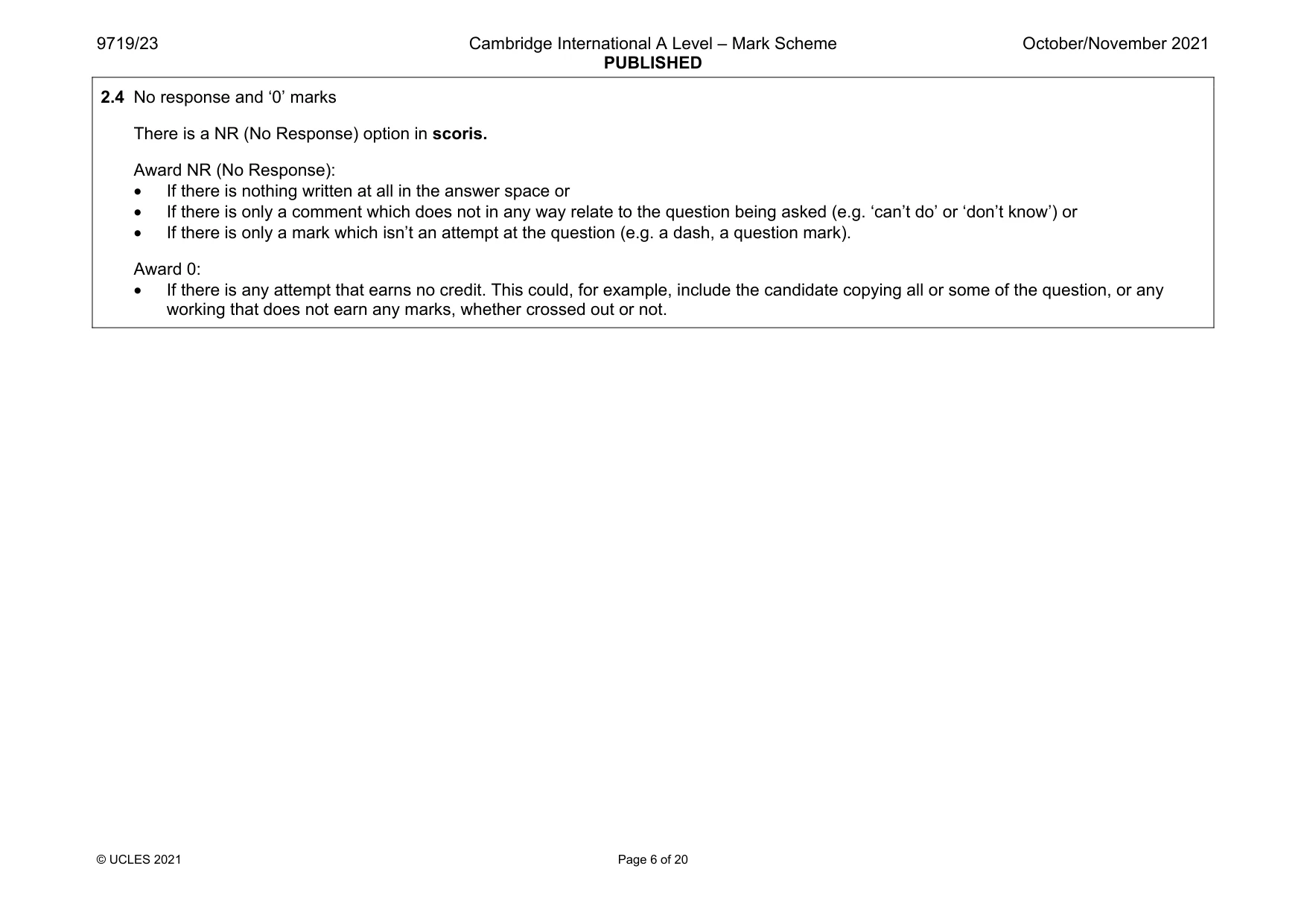 Mark scheme, page 6 of 20