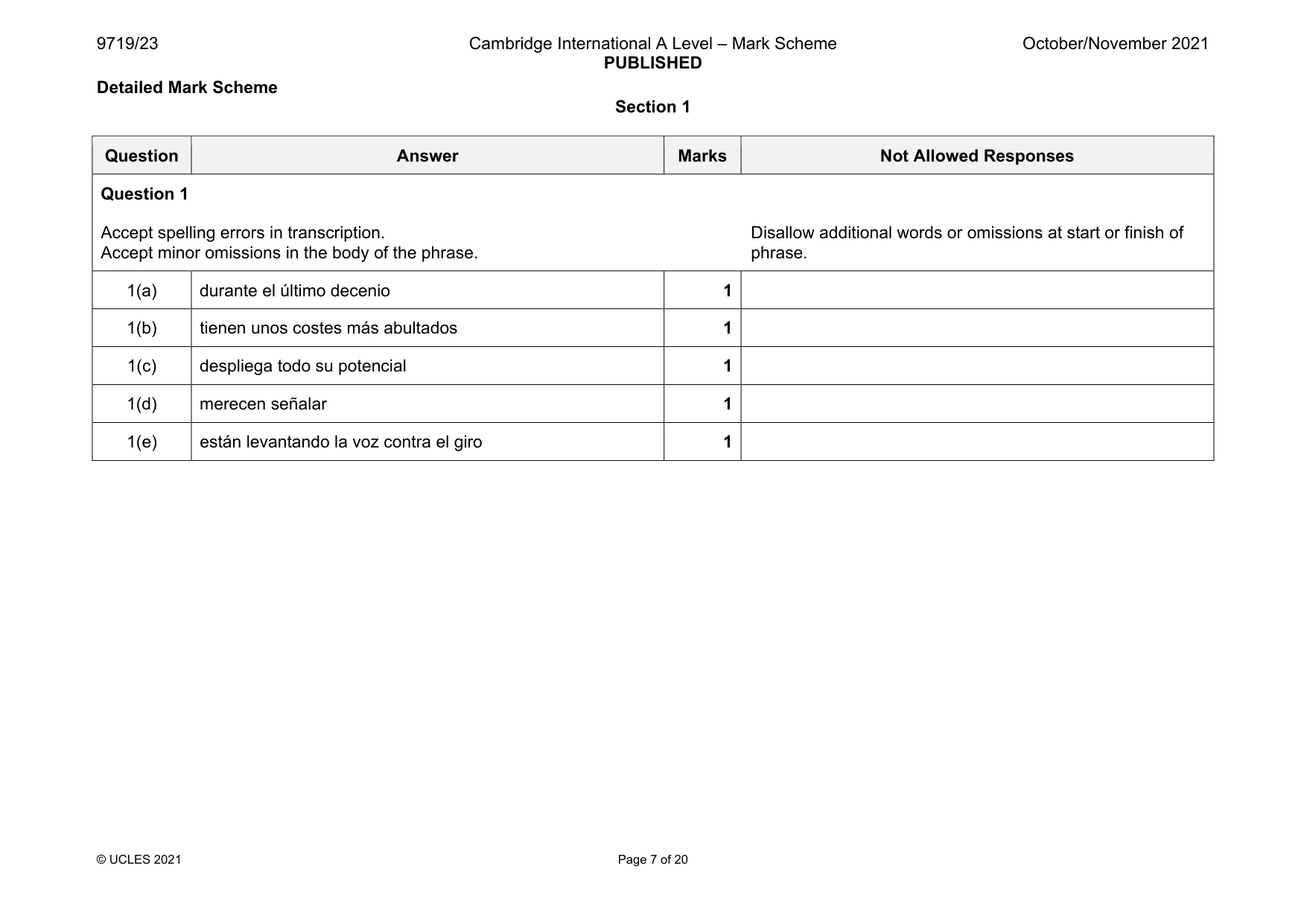 Mark scheme, page 7 of 20