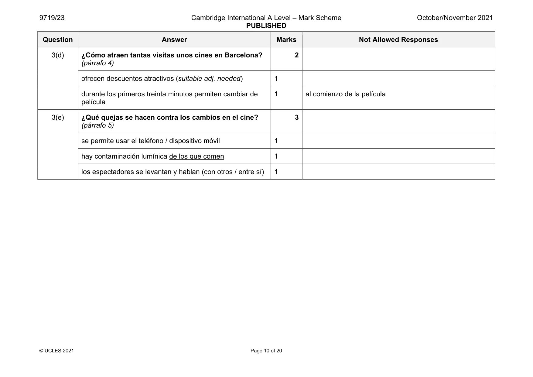 Mark scheme, page 10 of 20