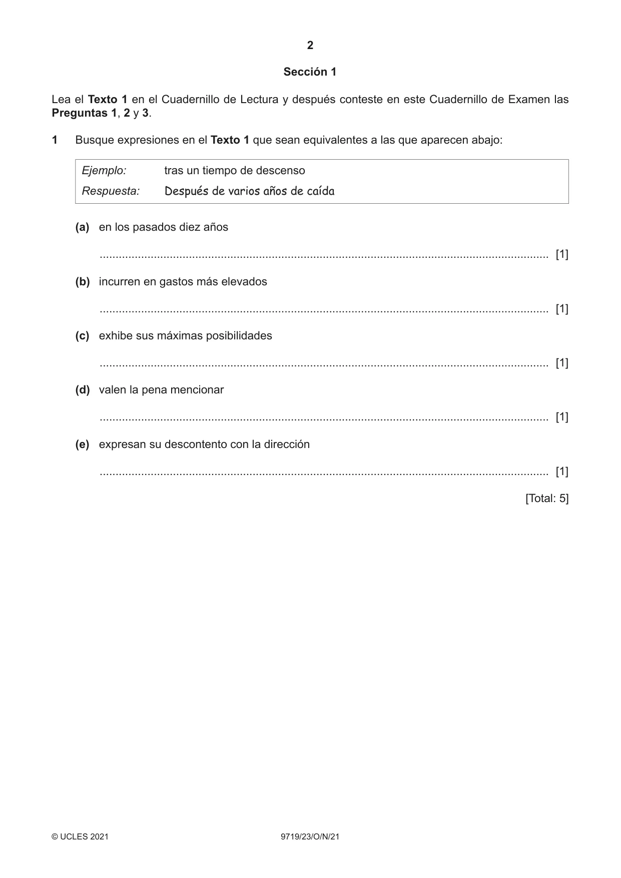 Cambridge A Level Spanish (A Level only) 9719 2021 Oct/Nov Paper 2 · Variant 3 question paper, page 2 of 8