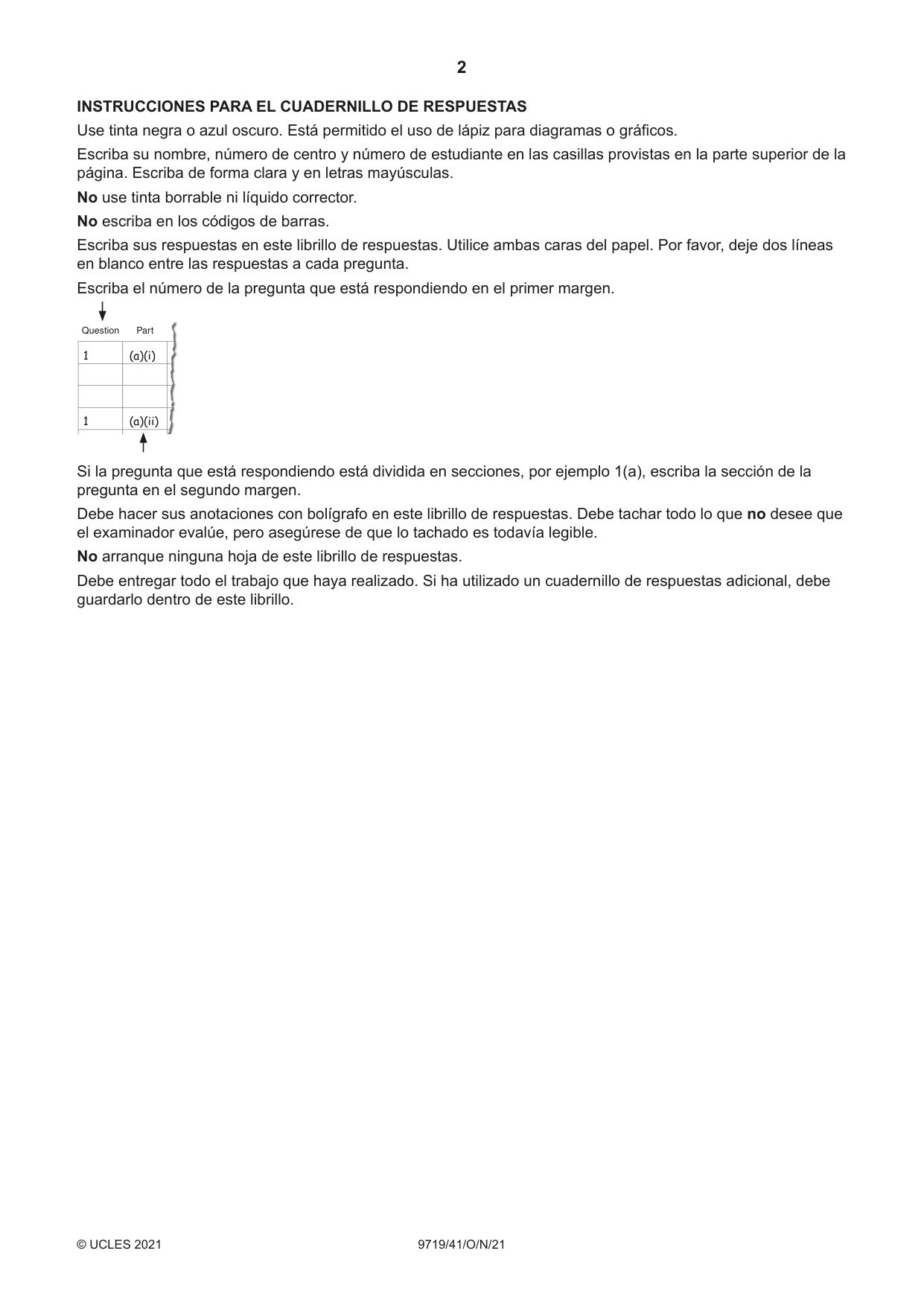 Cambridge A Level Spanish (A Level only) 9719 2021 Oct/Nov Paper 4 · Variant 1 question paper, page 2 of 8