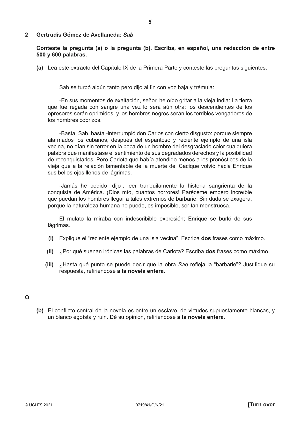 Cambridge A Level Spanish (A Level only) 9719 2021 Oct/Nov Paper 4 · Variant 1 question paper, page 5 of 8