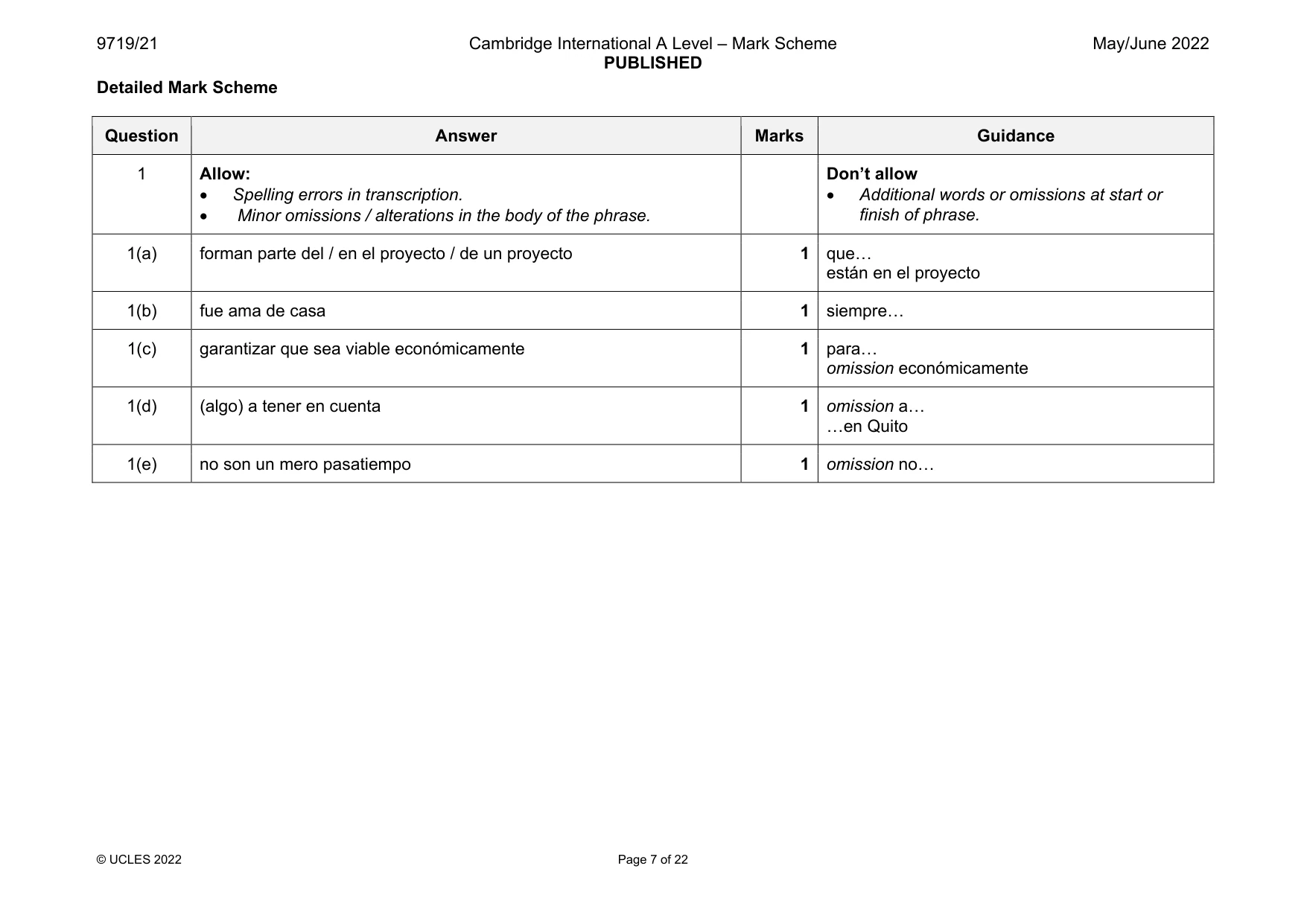 Mark scheme, page 7 of 22