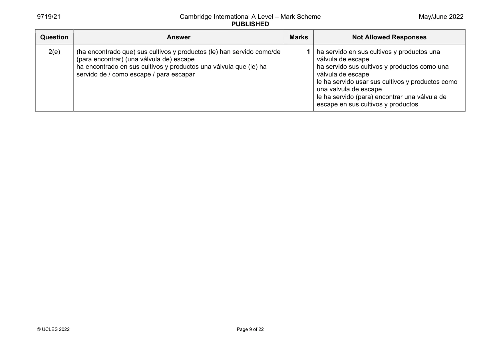 Mark scheme, page 9 of 22