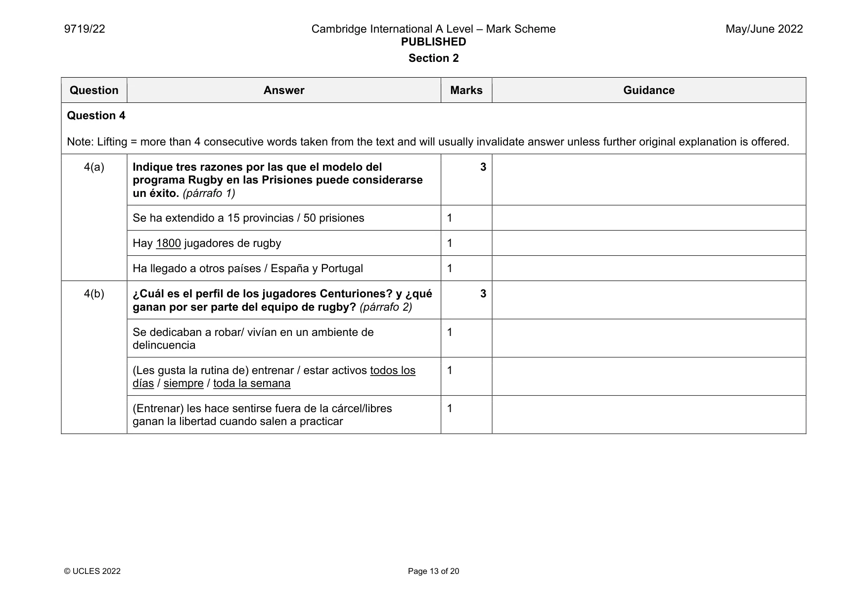 Mark scheme, page 13 of 20