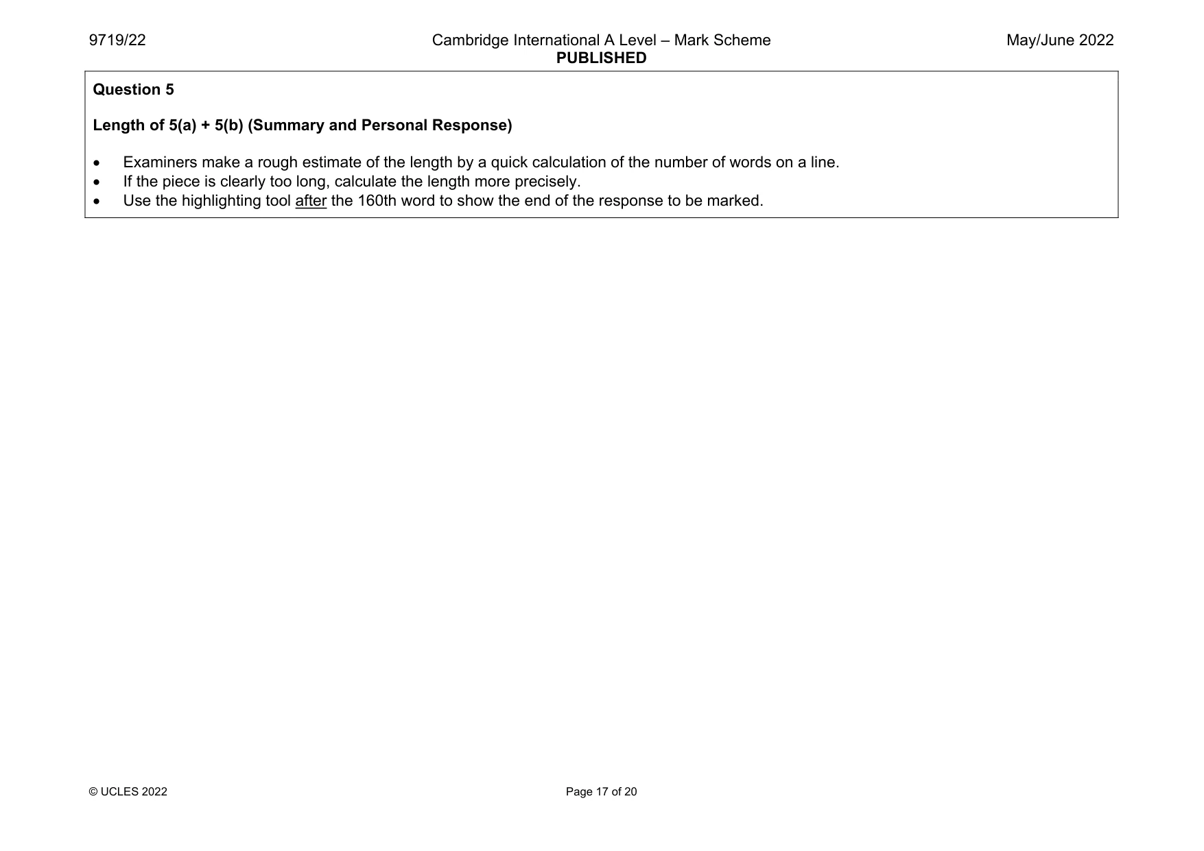 Mark scheme, page 17 of 20