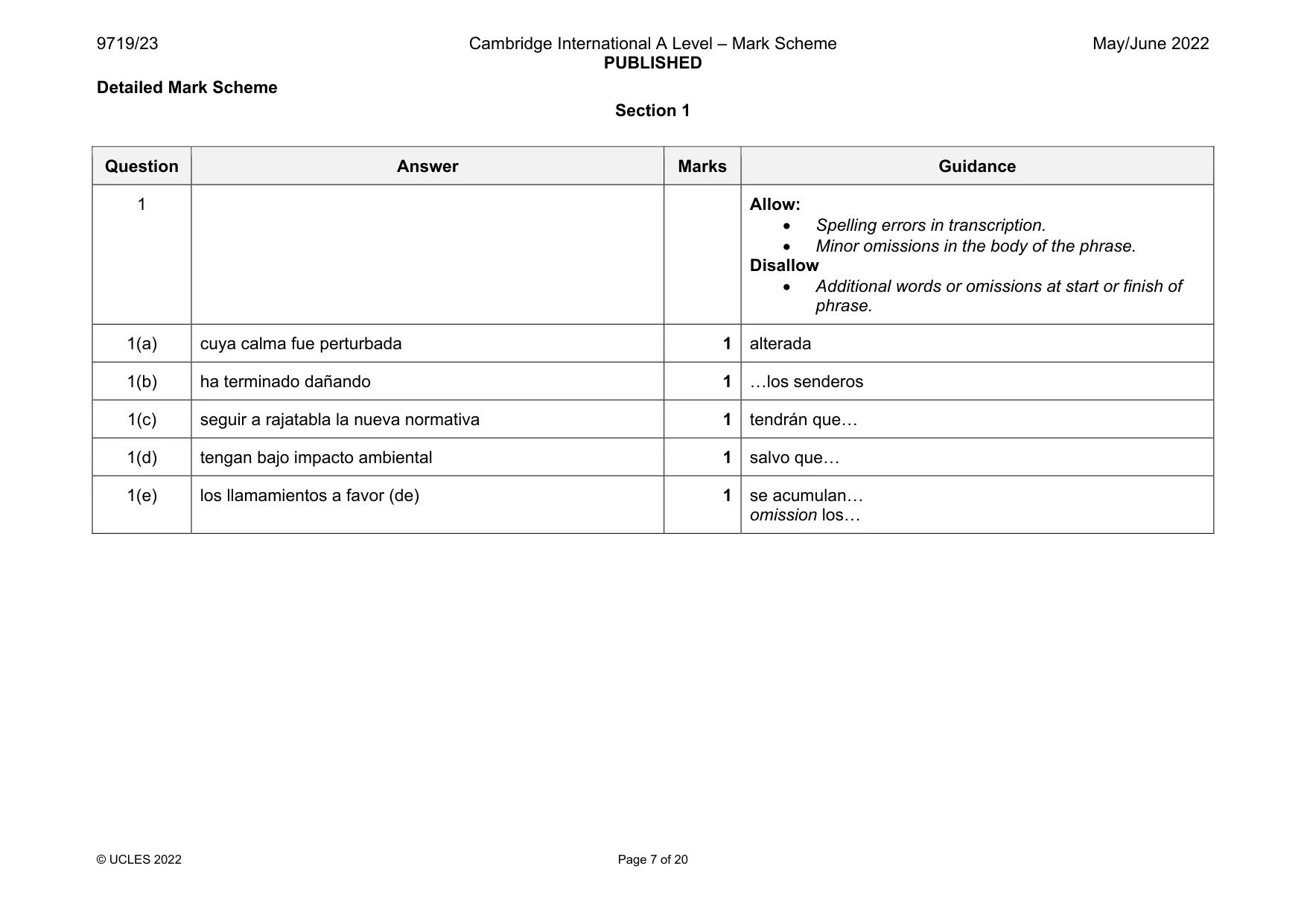 Mark scheme, page 7 of 20