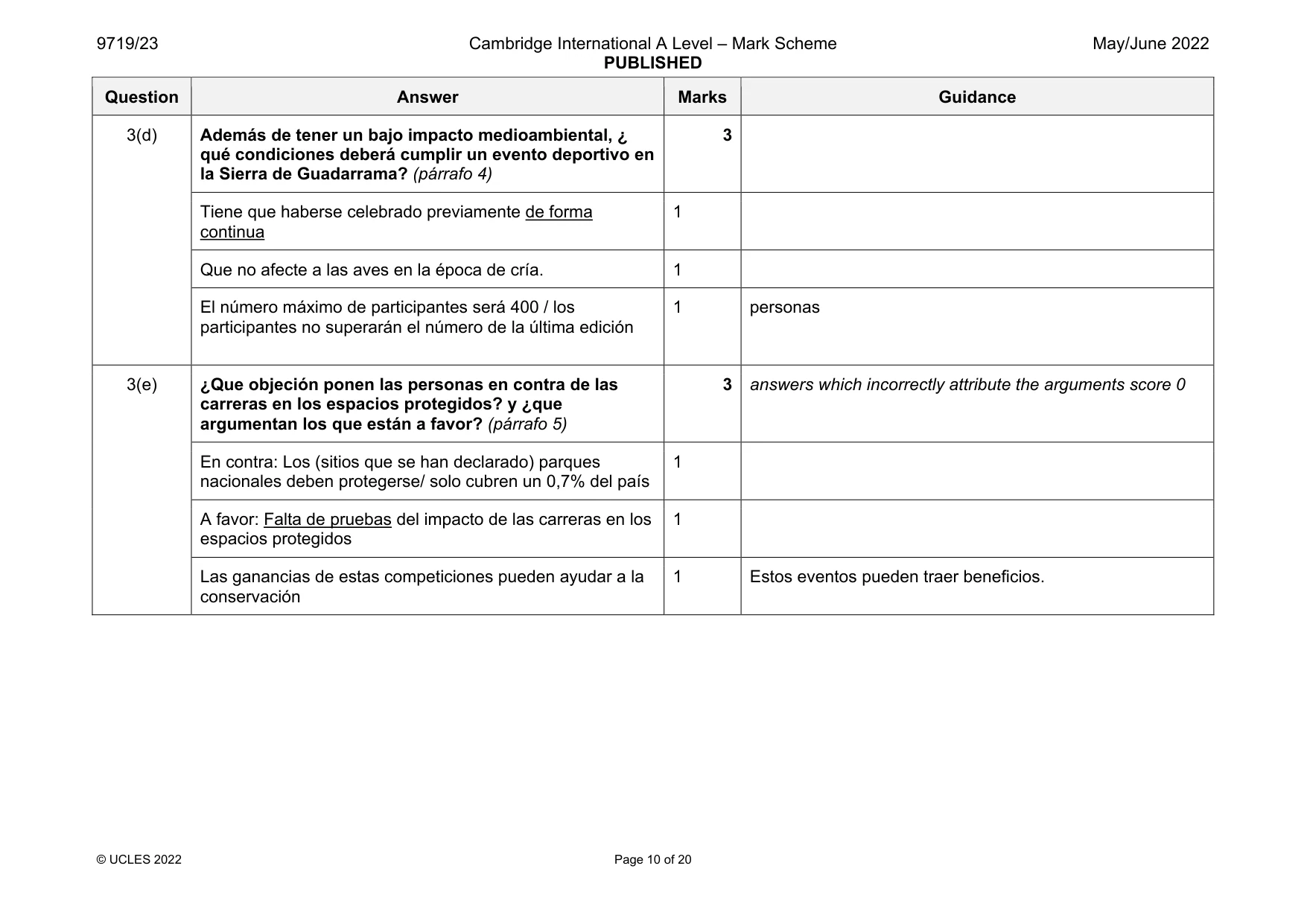 Mark scheme, page 10 of 20