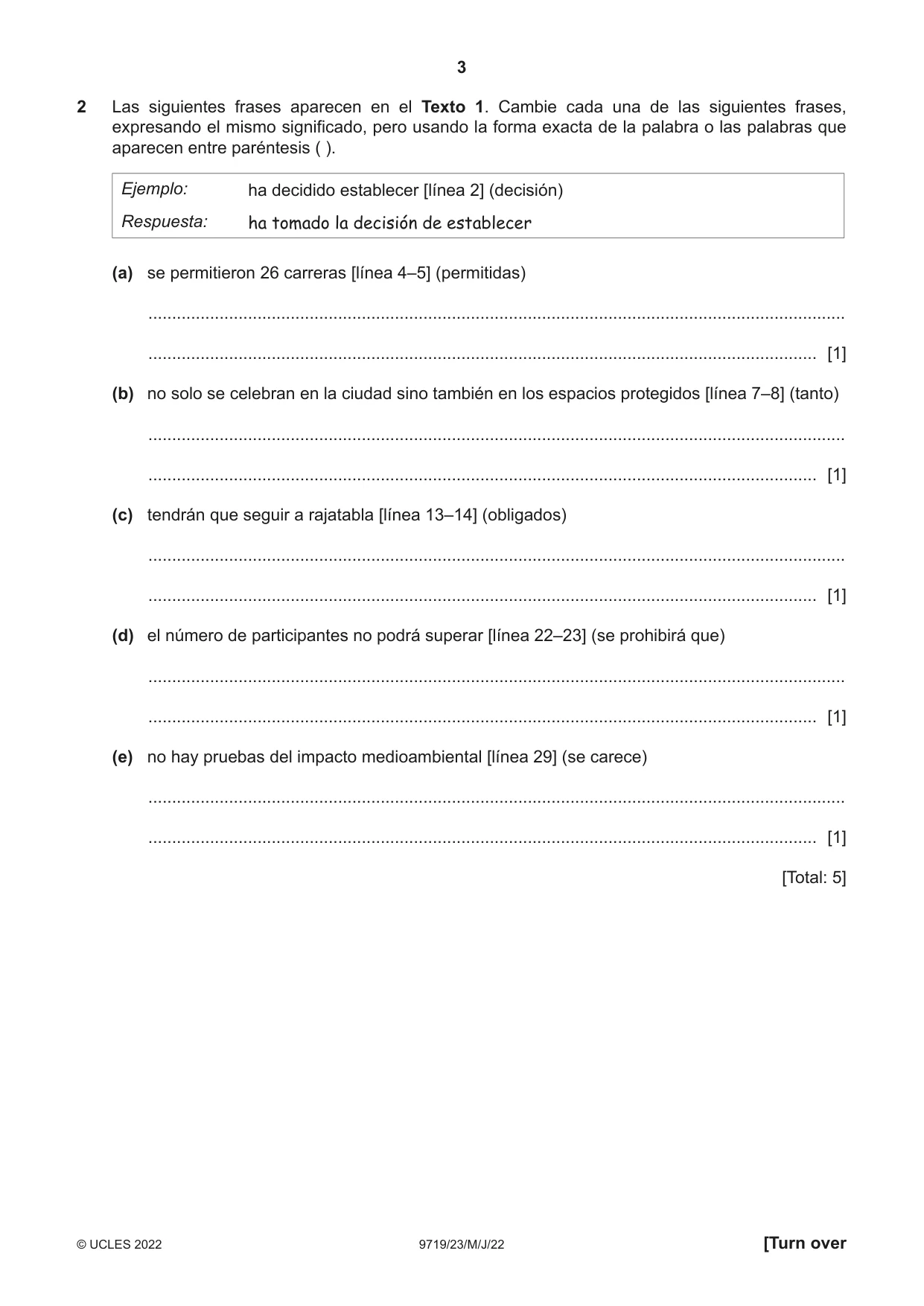 Cambridge A Level Spanish (A Level only) 9719 2022 May/June Paper 2 · Variant 3 question paper, page 3 of 8