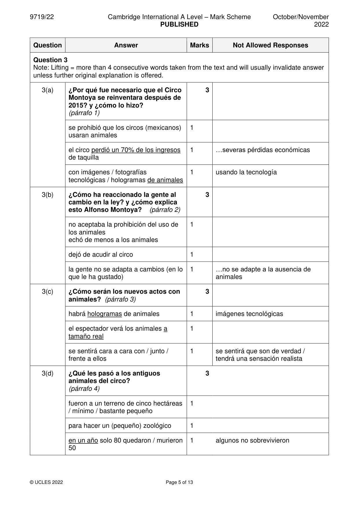 Mark scheme, page 5 of 13