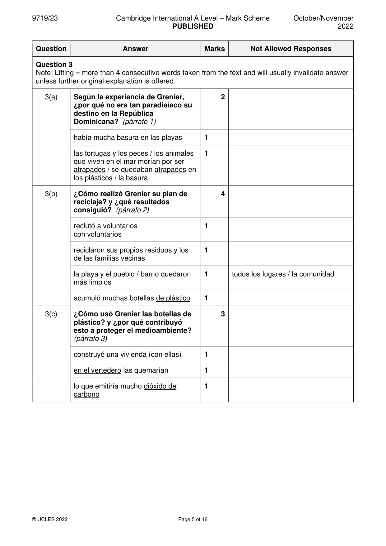 Mark scheme, page 5 of 16