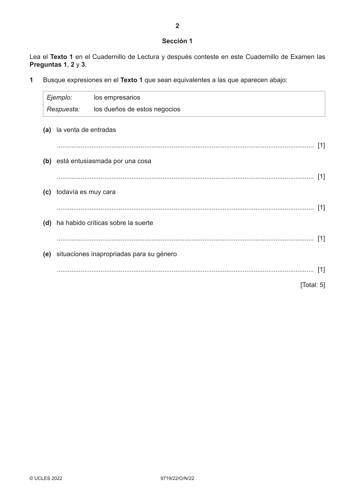 Cambridge A Level Spanish (A Level only) 9719 2022 Oct/Nov Paper 2 · Variant 2 question paper, page 2 of 8