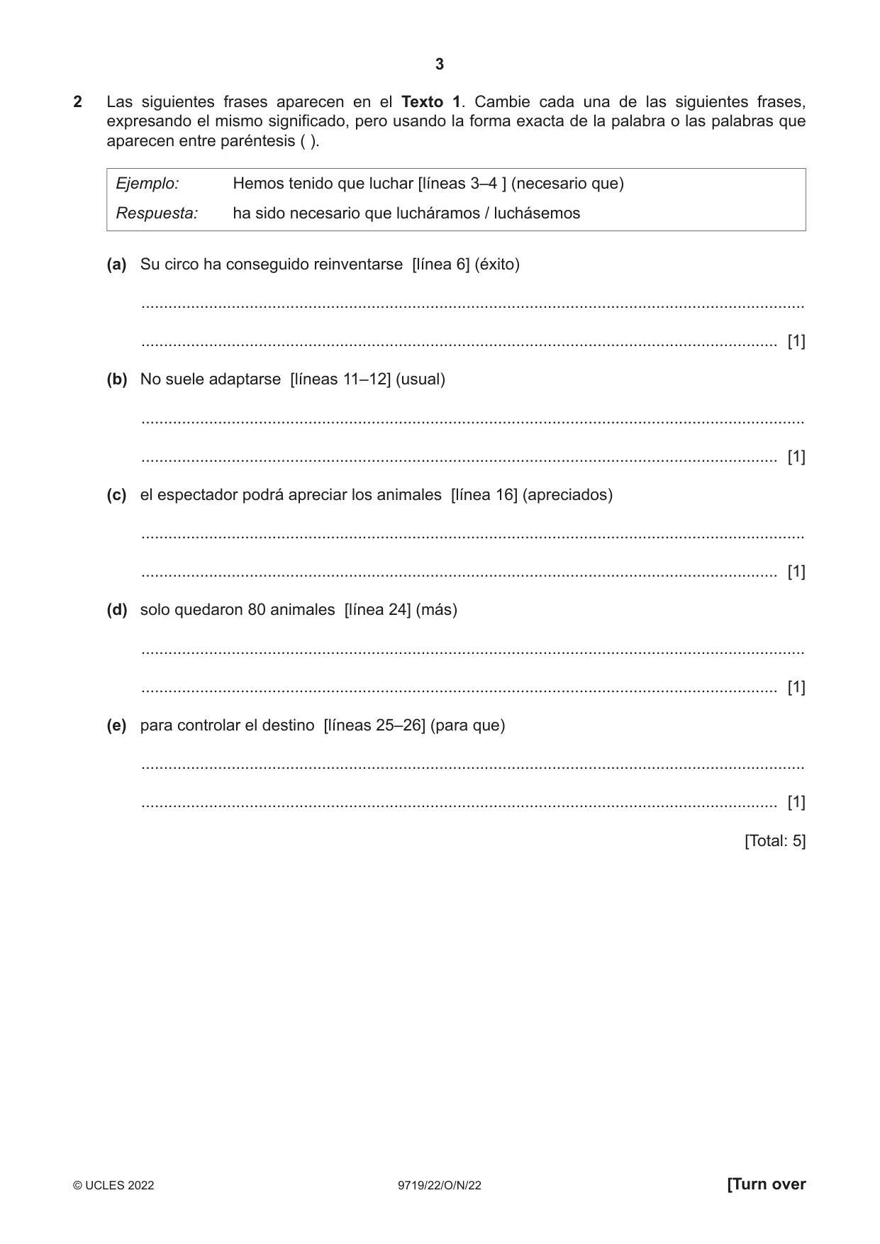 Cambridge A Level Spanish (A Level only) 9719 2022 Oct/Nov Paper 2 · Variant 2 question paper, page 3 of 8