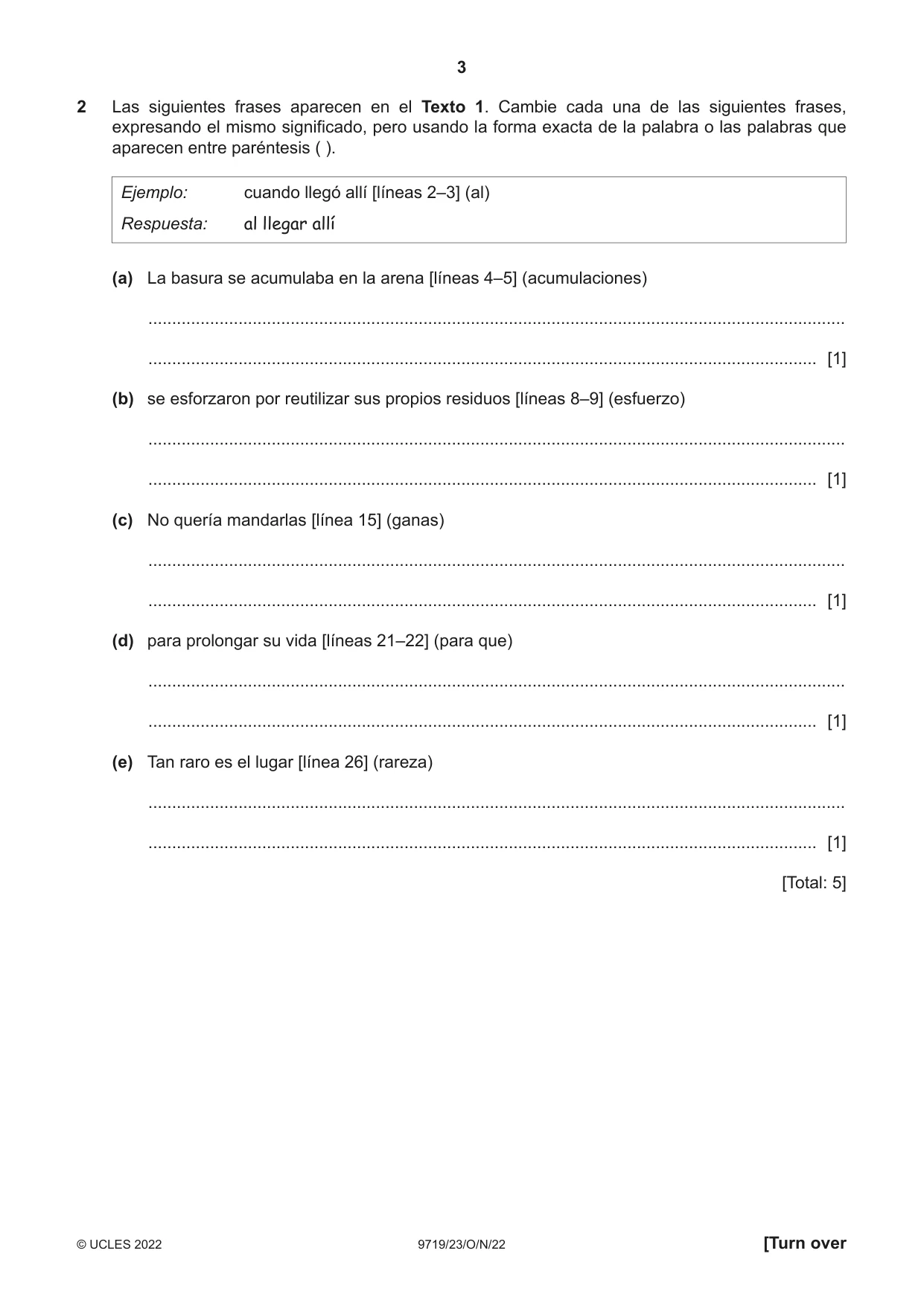Cambridge A Level Spanish (A Level only) 9719 2022 Oct/Nov Paper 2 · Variant 3 question paper, page 3 of 8