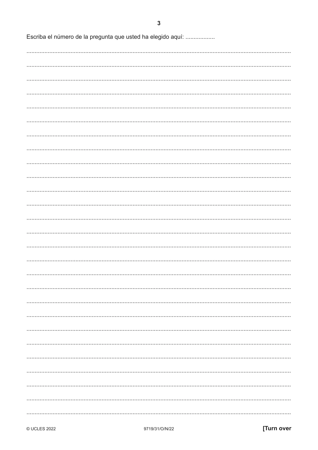 Cambridge A Level Spanish (A Level only) 9719 2022 Oct/Nov Paper 3 · Variant 1 question paper, page 3 of 8