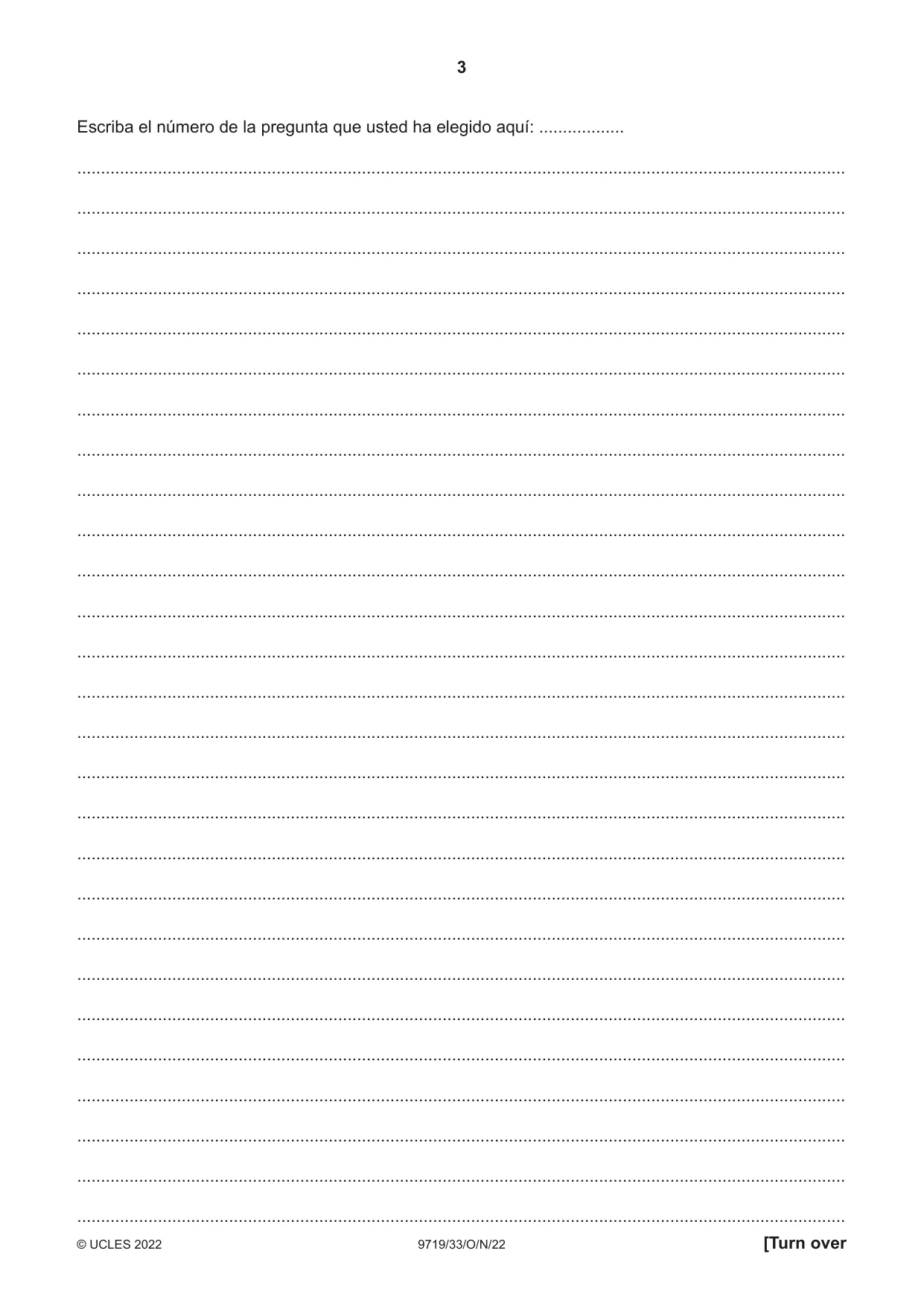 Cambridge A Level Spanish (A Level only) 9719 2022 Oct/Nov Paper 3 · Variant 3 question paper, page 3 of 8