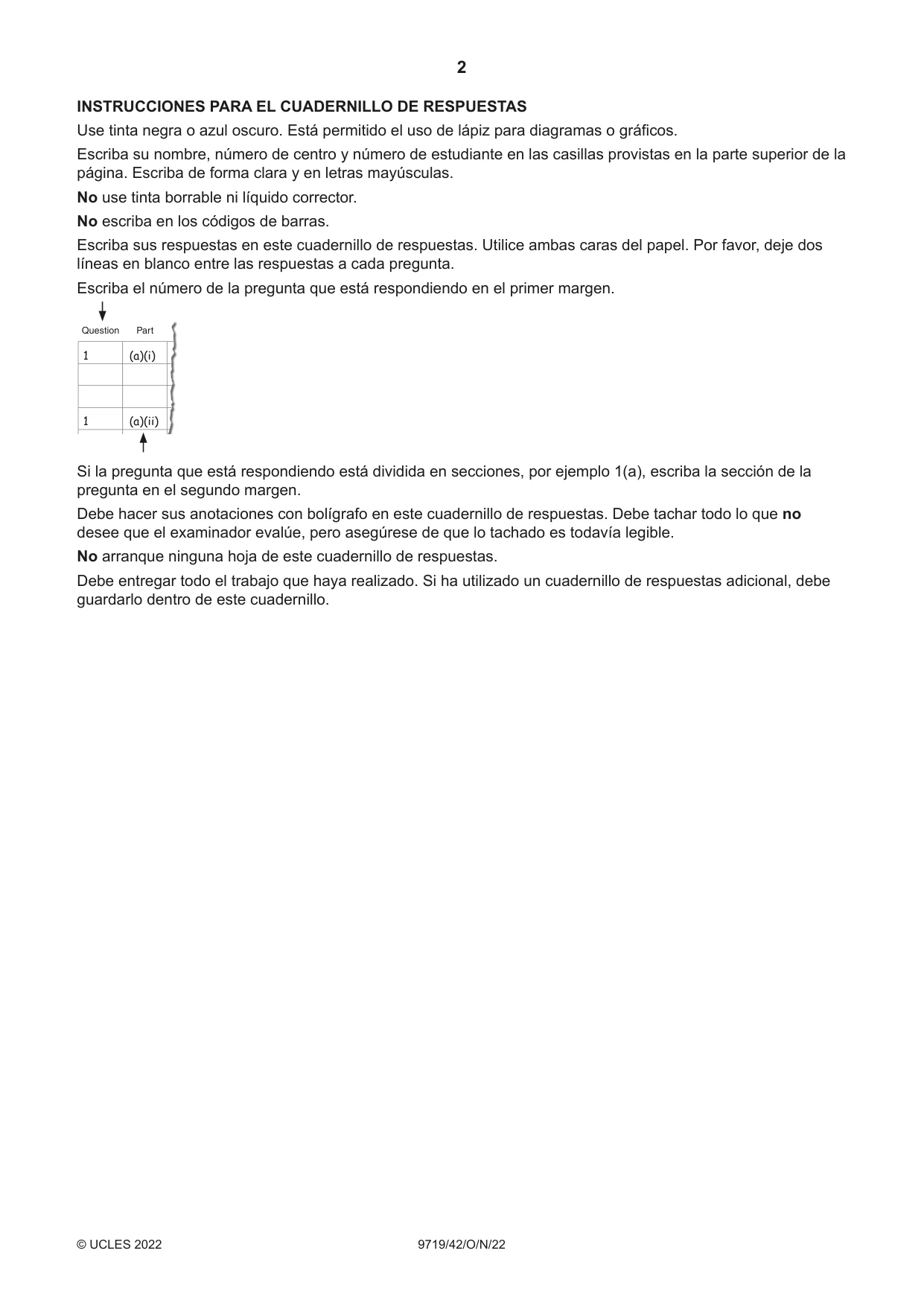 Cambridge A Level Spanish (A Level only) 9719 2022 Oct/Nov Paper 4 · Variant 2 question paper, page 2 of 12