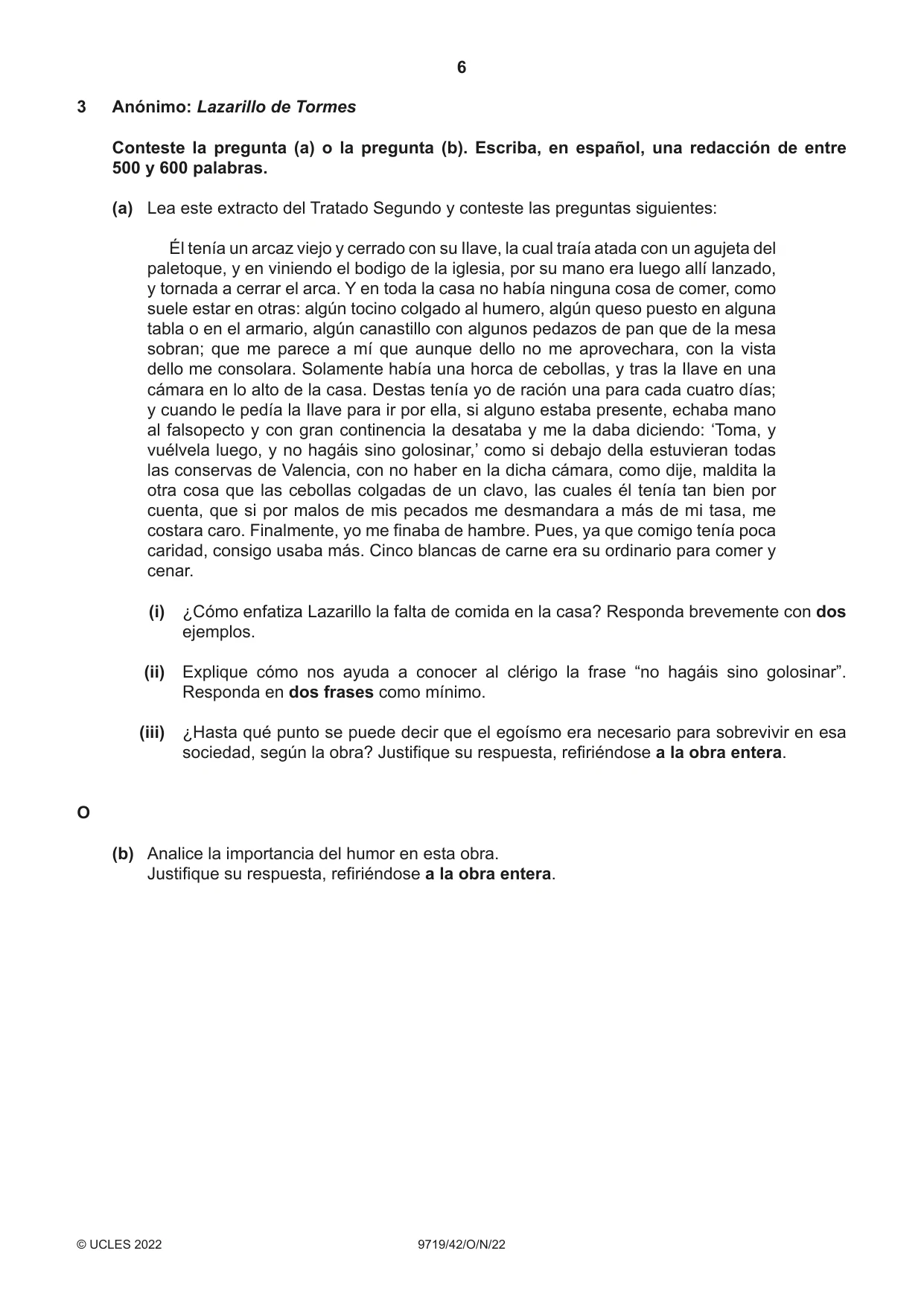 Cambridge A Level Spanish (A Level only) 9719 2022 Oct/Nov Paper 4 · Variant 2 question paper, page 6 of 12
