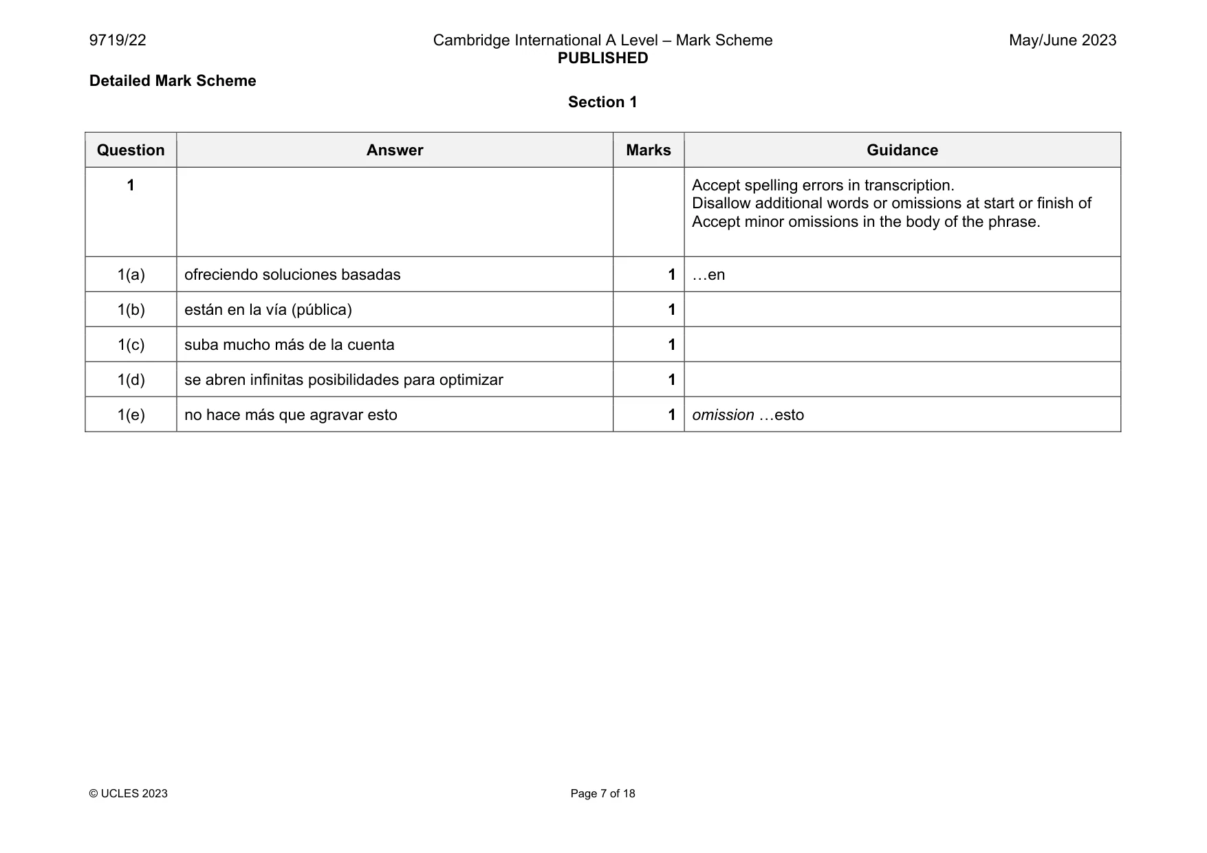 Mark scheme, page 7 of 18