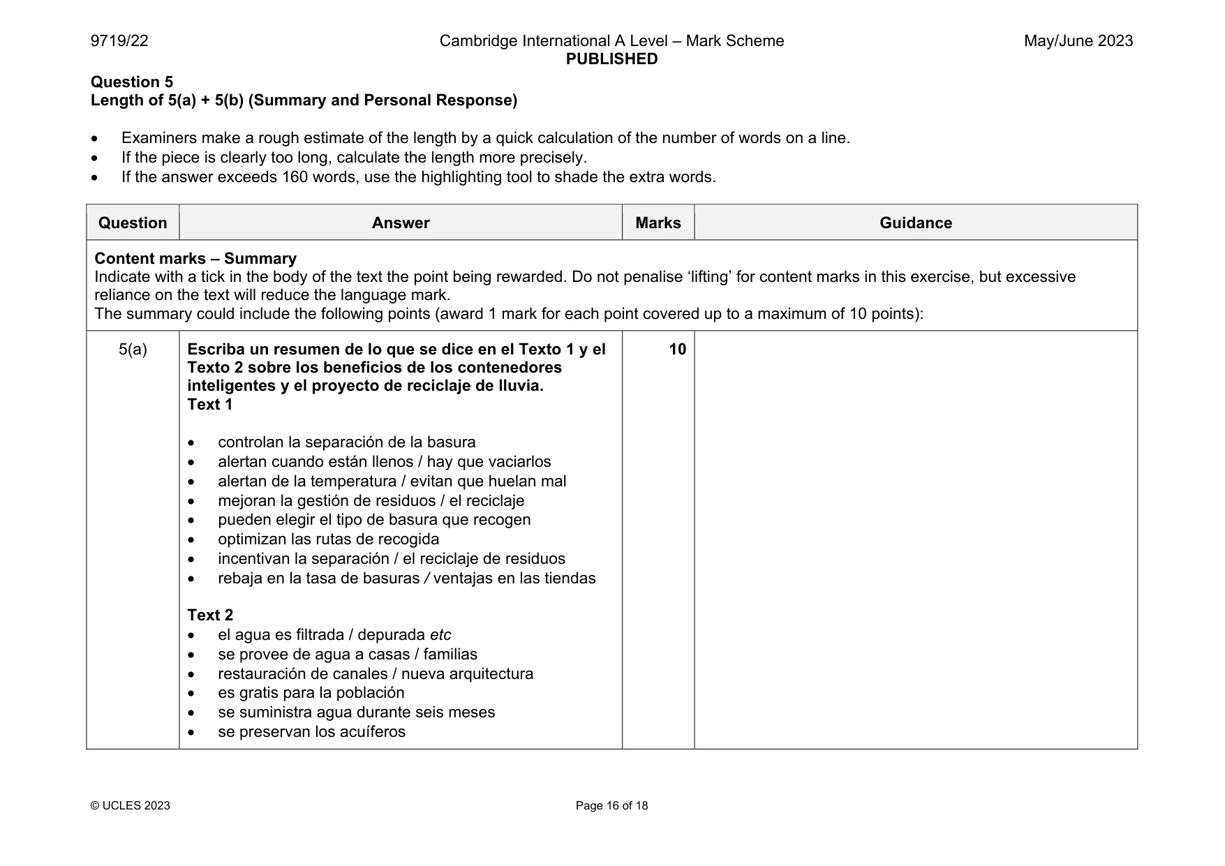 Mark scheme, page 16 of 18