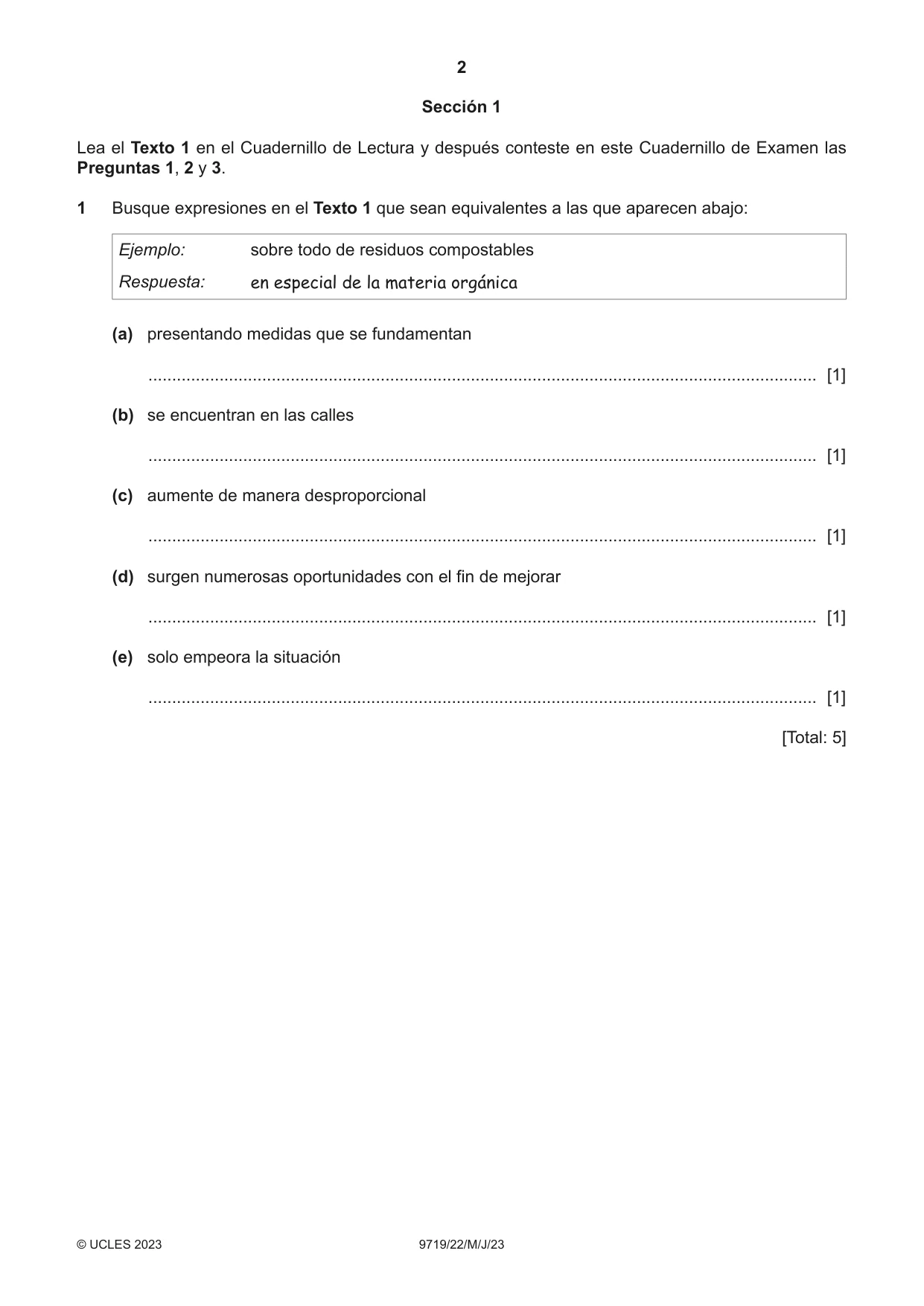 Cambridge A Level Spanish (A Level only) 9719 2023 May/June Paper 2 · Variant 2 question paper, page 2 of 8