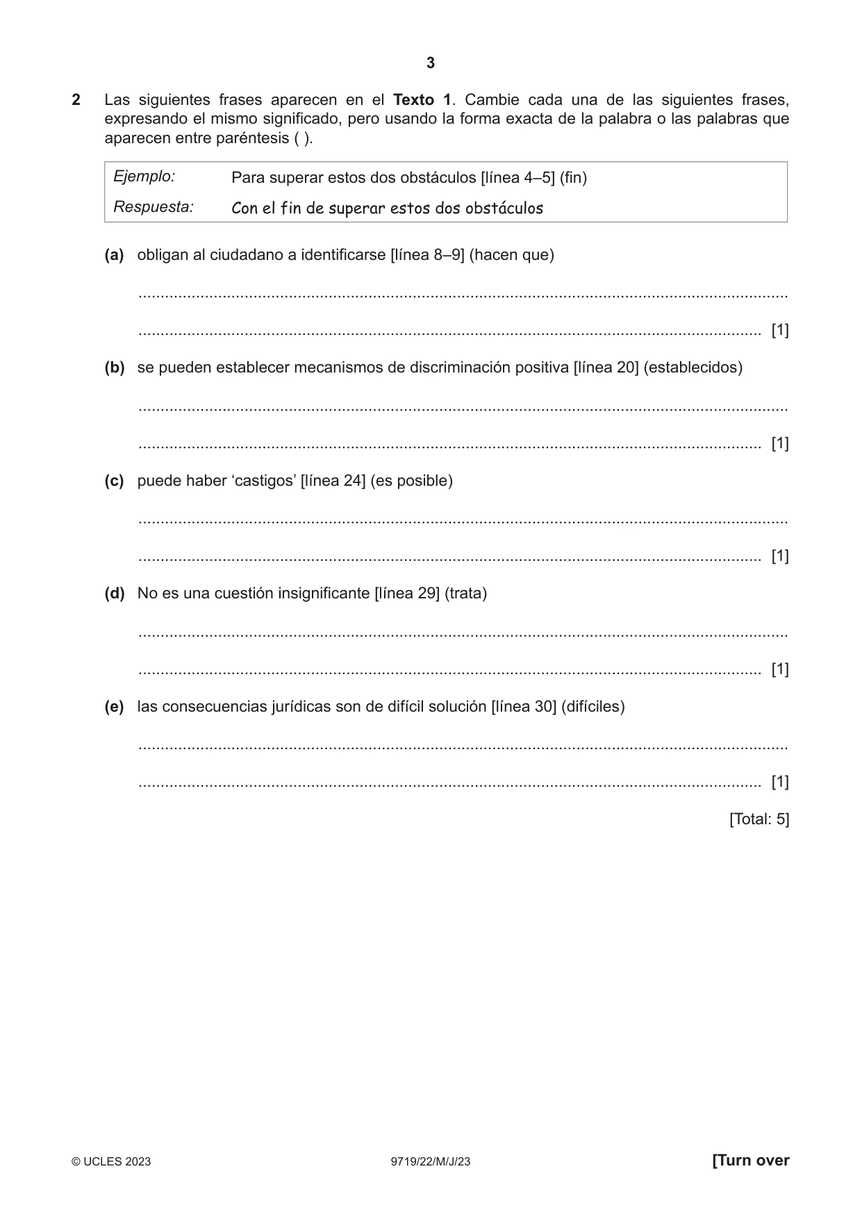 Cambridge A Level Spanish (A Level only) 9719 2023 May/June Paper 2 · Variant 2 question paper, page 3 of 8