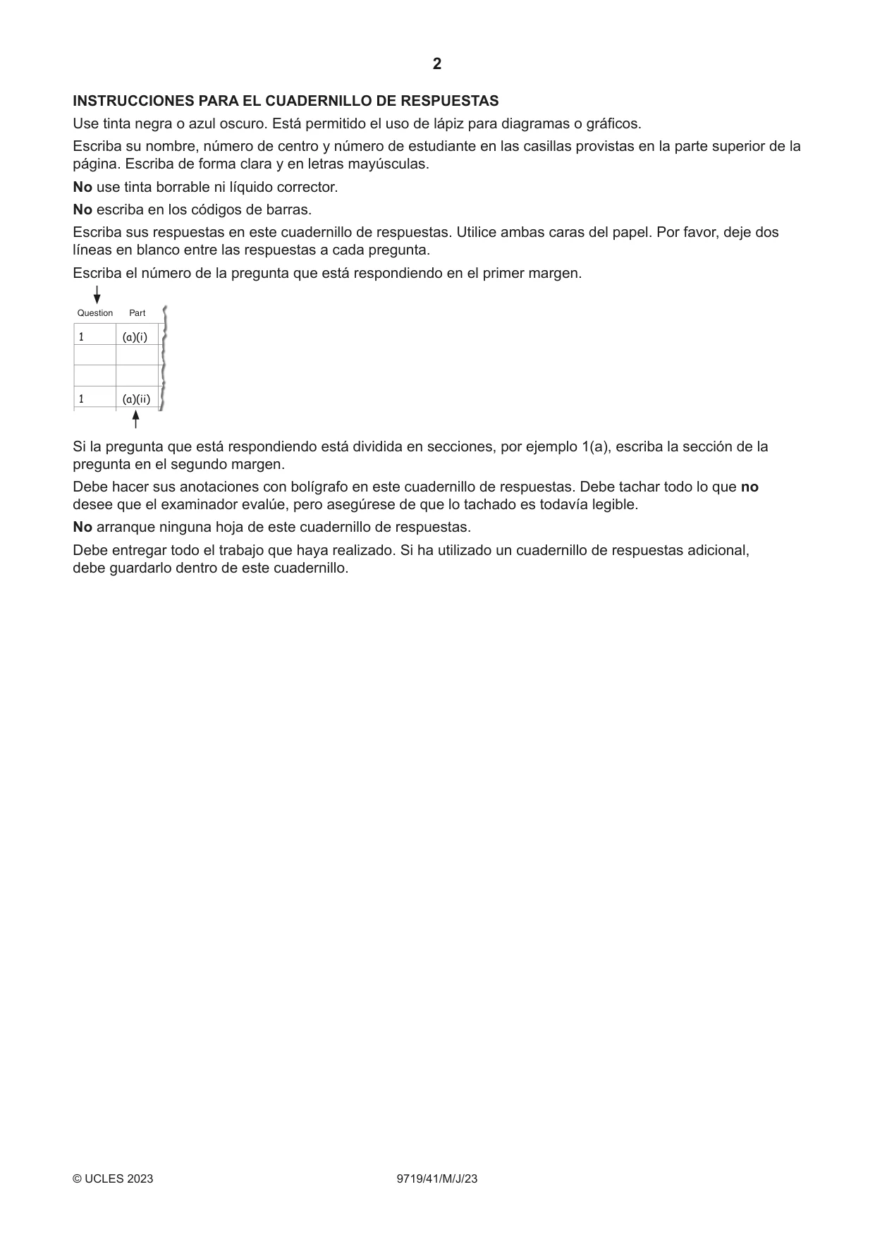 Cambridge A Level Spanish (A Level only) 9719 2023 May/June Paper 4 · Variant 1 question paper, page 2 of 8