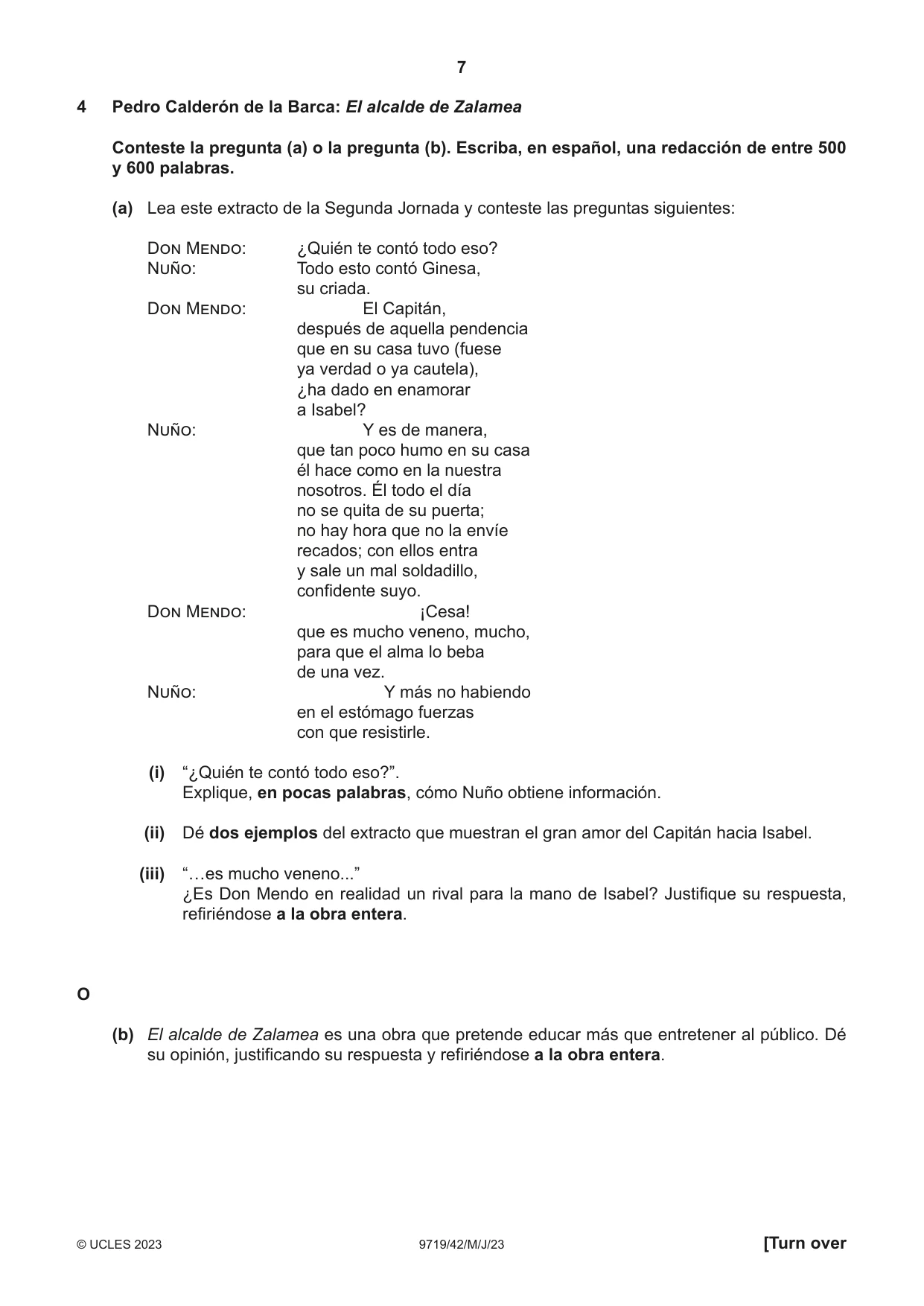 Cambridge A Level Spanish (A Level only) 9719 2023 May/June Paper 4 · Variant 2 question paper, page 7 of 8