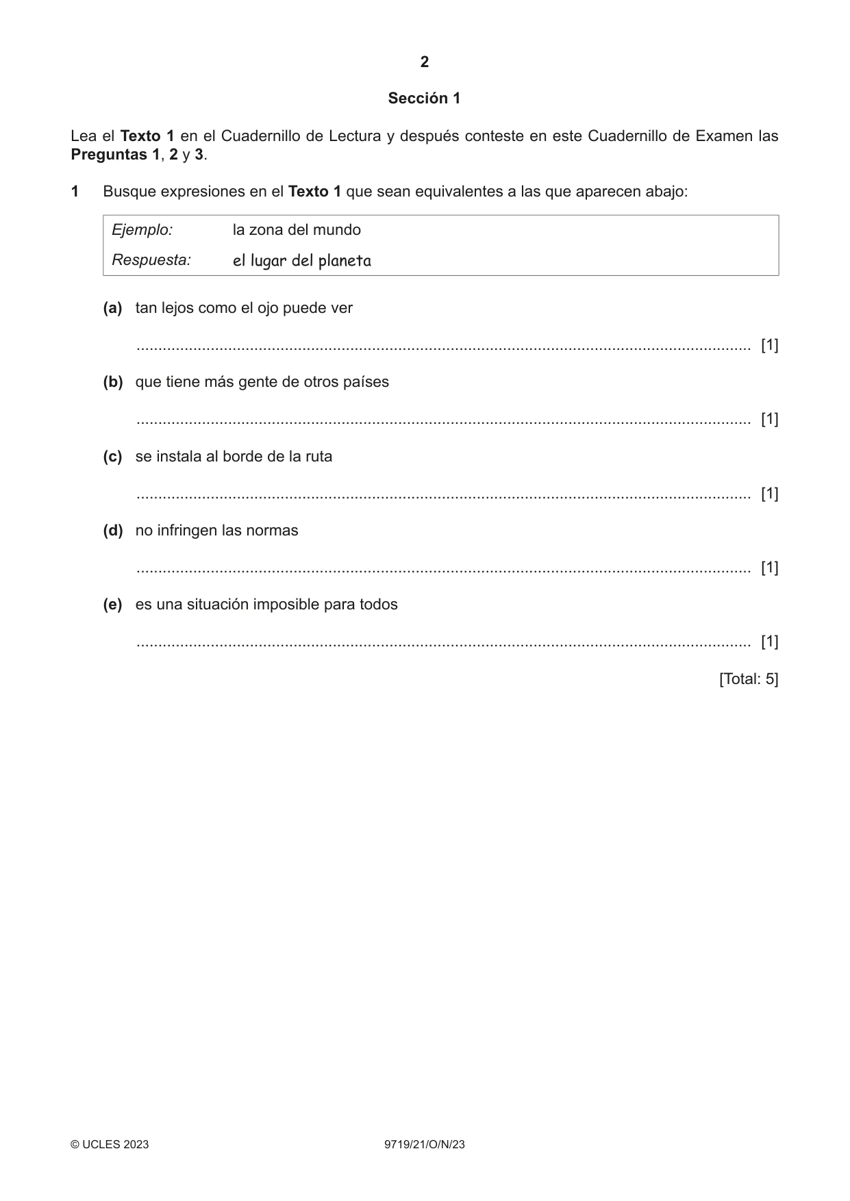 Cambridge A Level Spanish (A Level only) 9719 2023 Oct/Nov Paper 2 · Variant 1 question paper, page 2 of 8