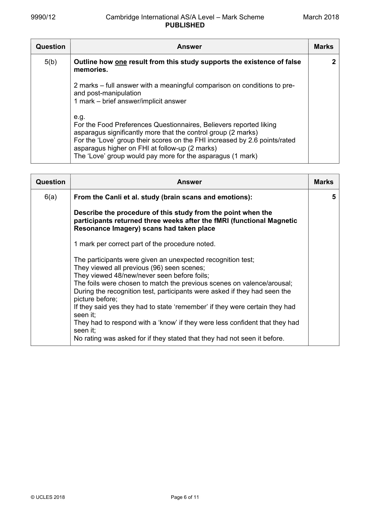 Mark scheme, page 6 of 11