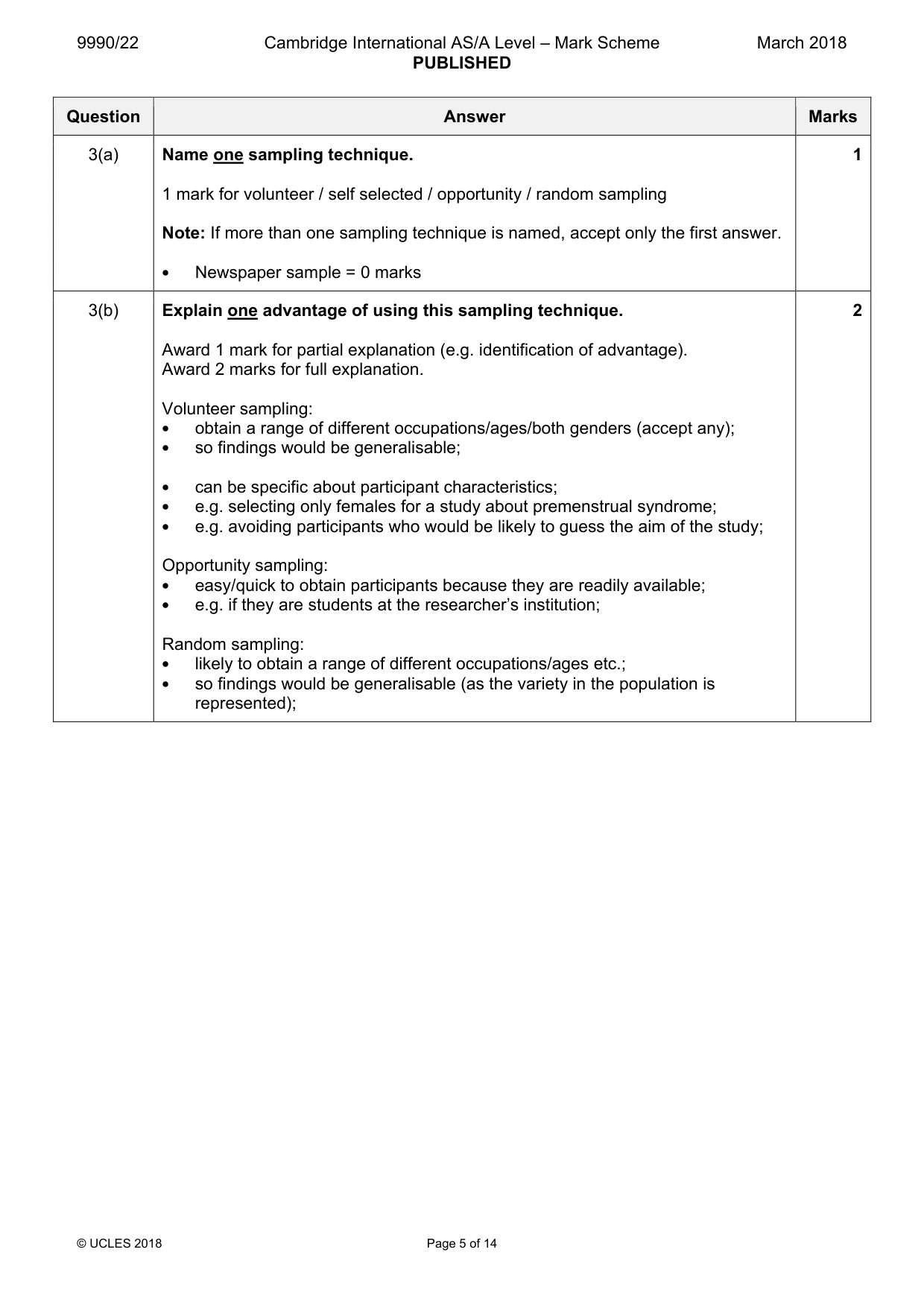 Mark scheme, page 5 of 14