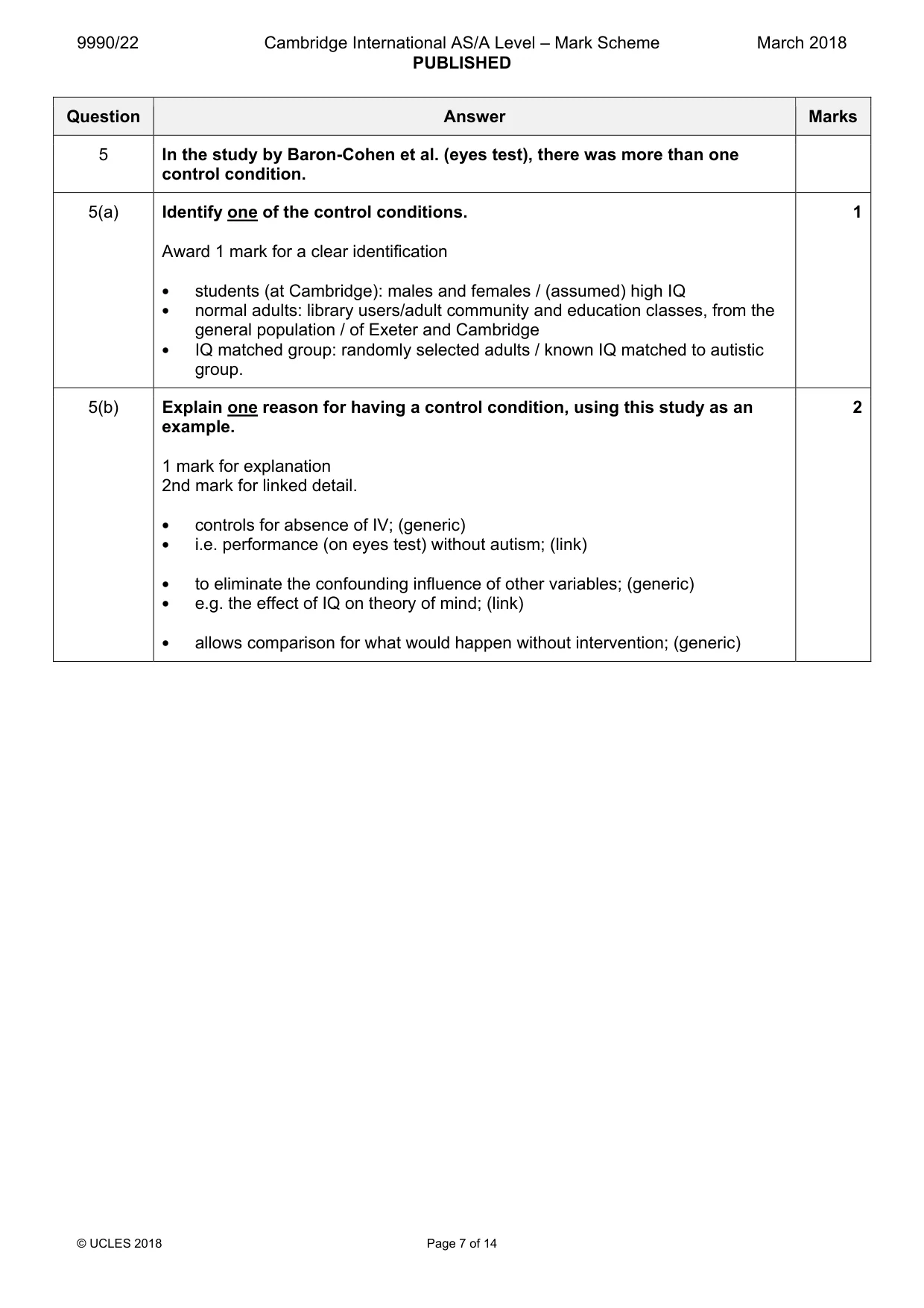 Mark scheme, page 7 of 14