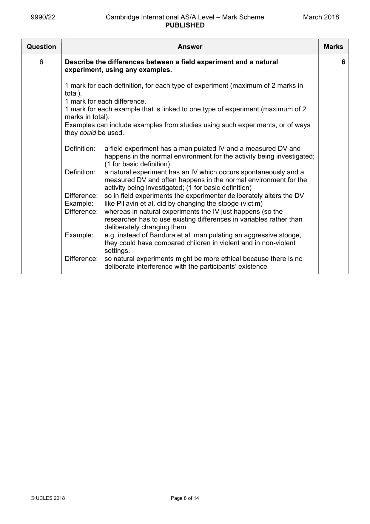 Mark scheme, page 8 of 14