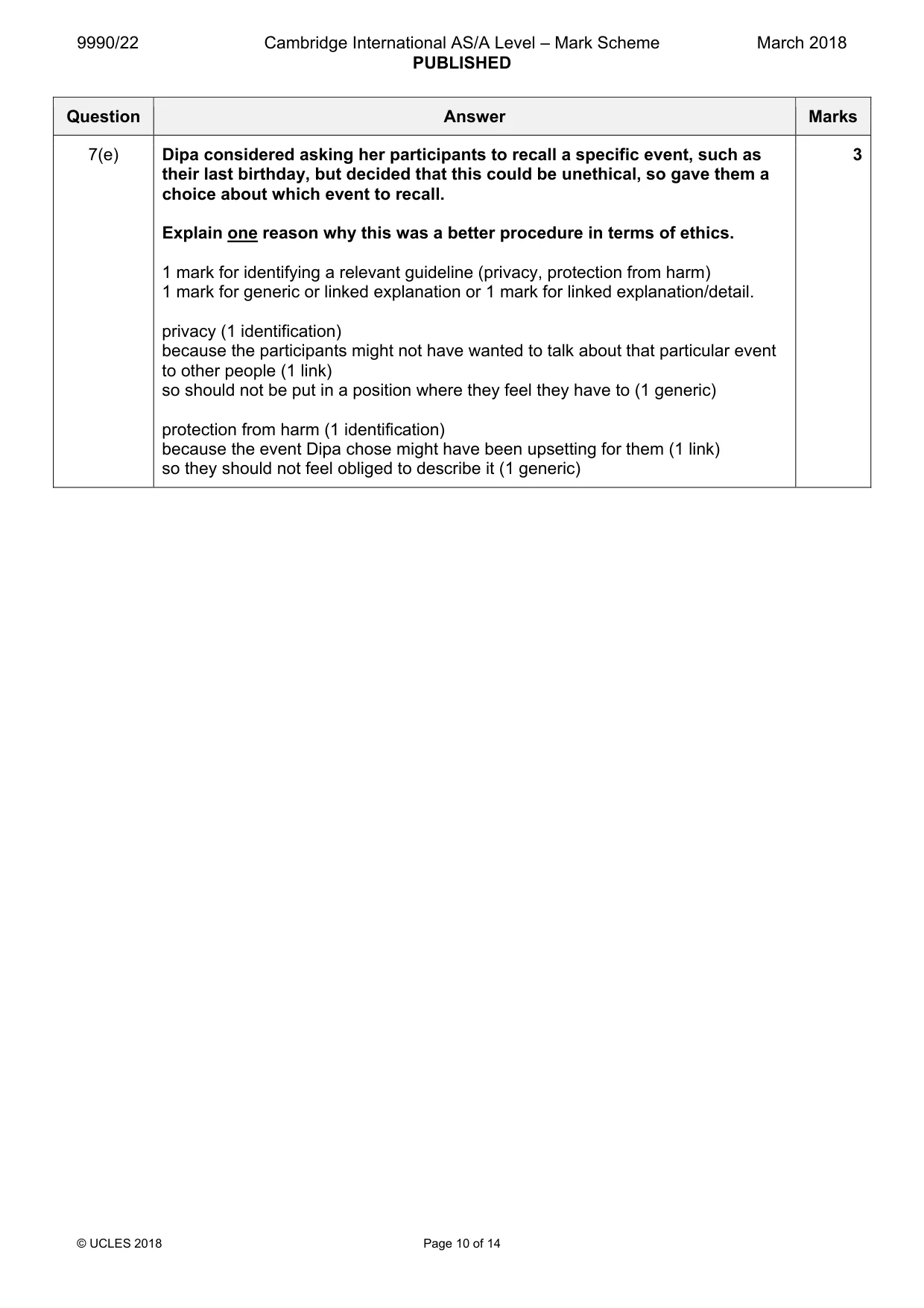 Mark scheme, page 10 of 14