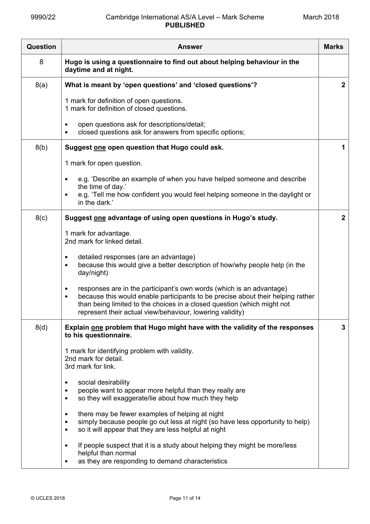 Mark scheme, page 11 of 14