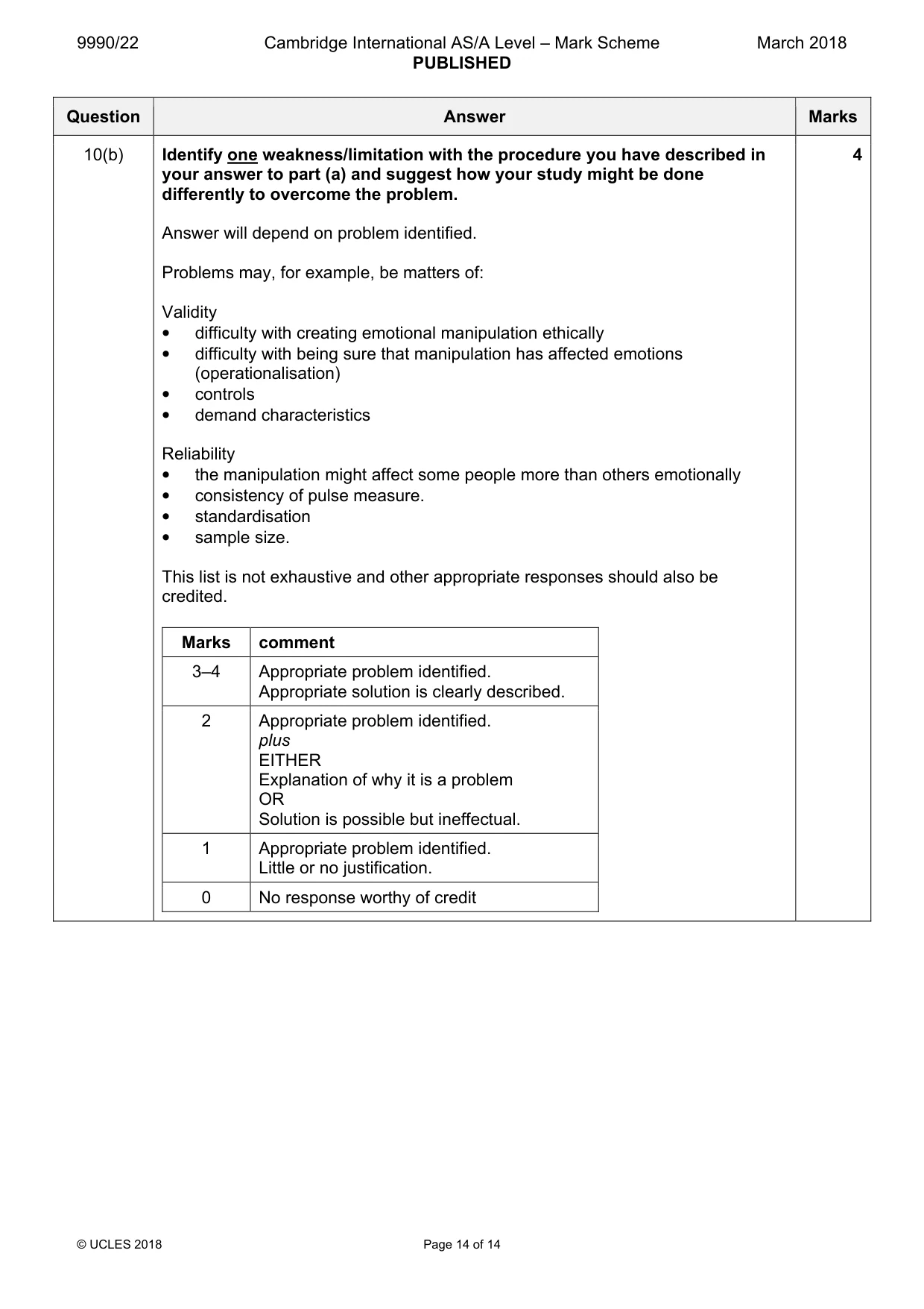 Mark scheme, page 14 of 14
