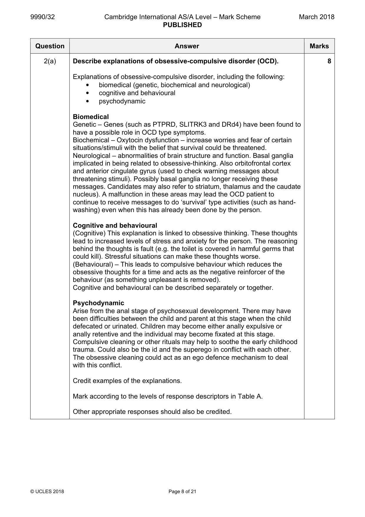 Mark scheme, page 8 of 21