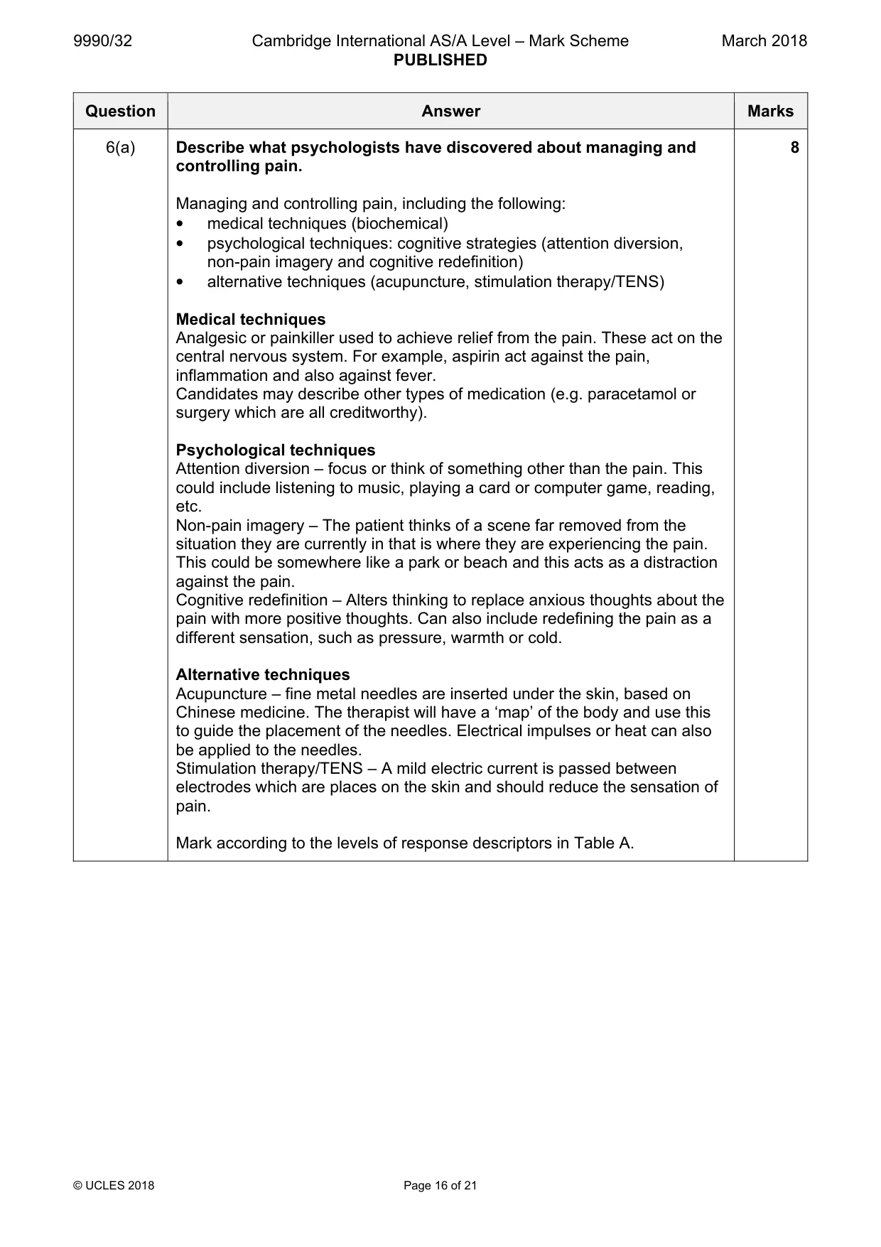 Mark scheme, page 16 of 21