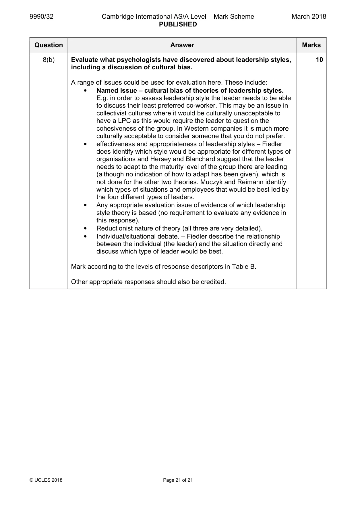 Mark scheme, page 21 of 21