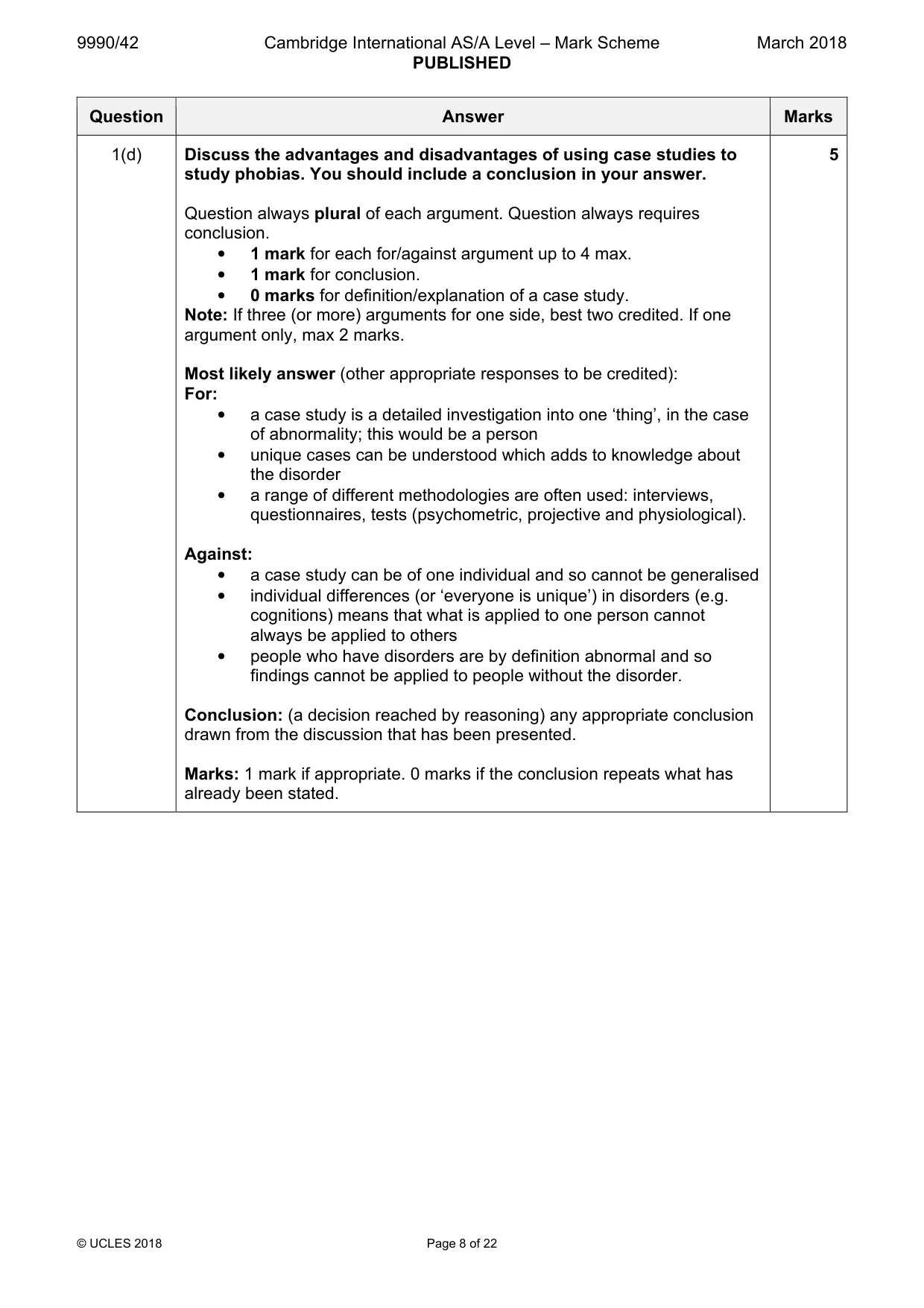Mark scheme, page 8 of 22