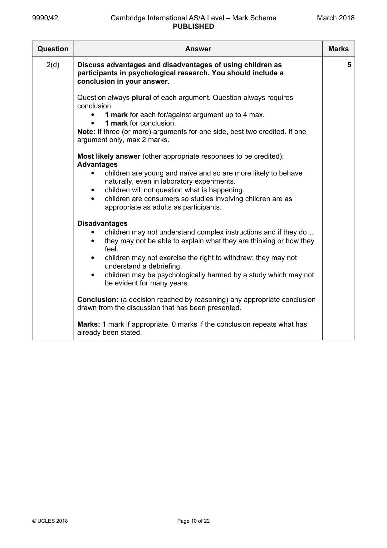 Mark scheme, page 10 of 22