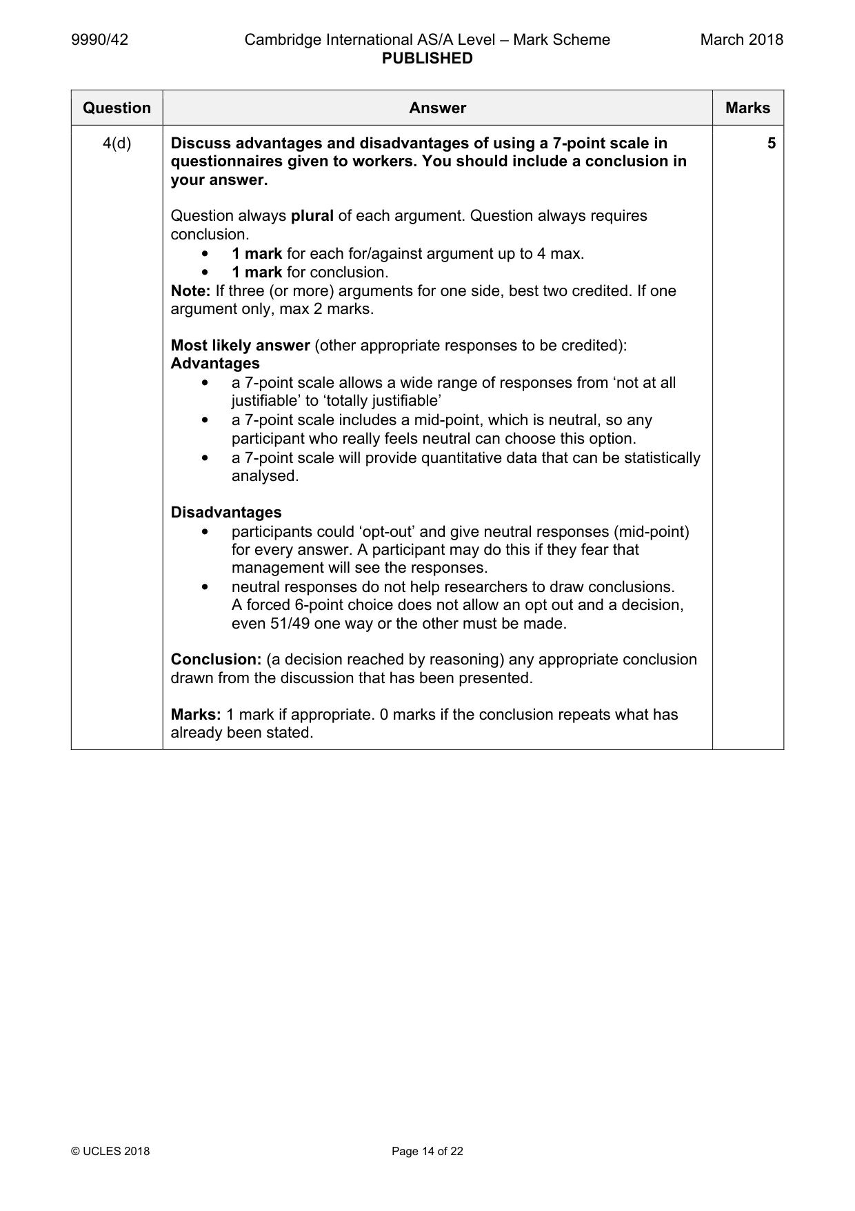 Mark scheme, page 14 of 22